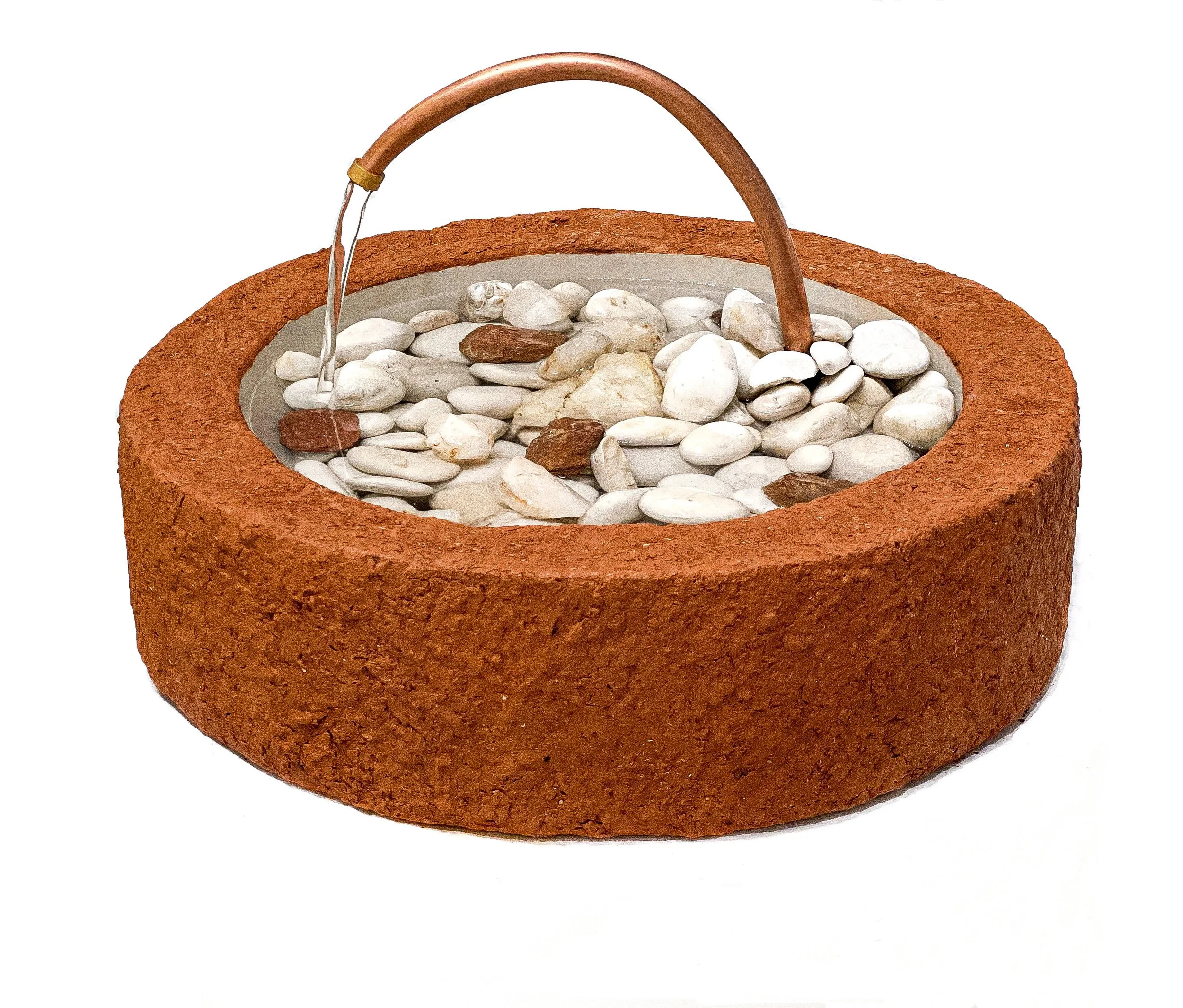   We Made It Through the Night  (2022).  Kenniese S. Franklin Plaster, red clay, copper, acrylic, beach stone, clear quartz 