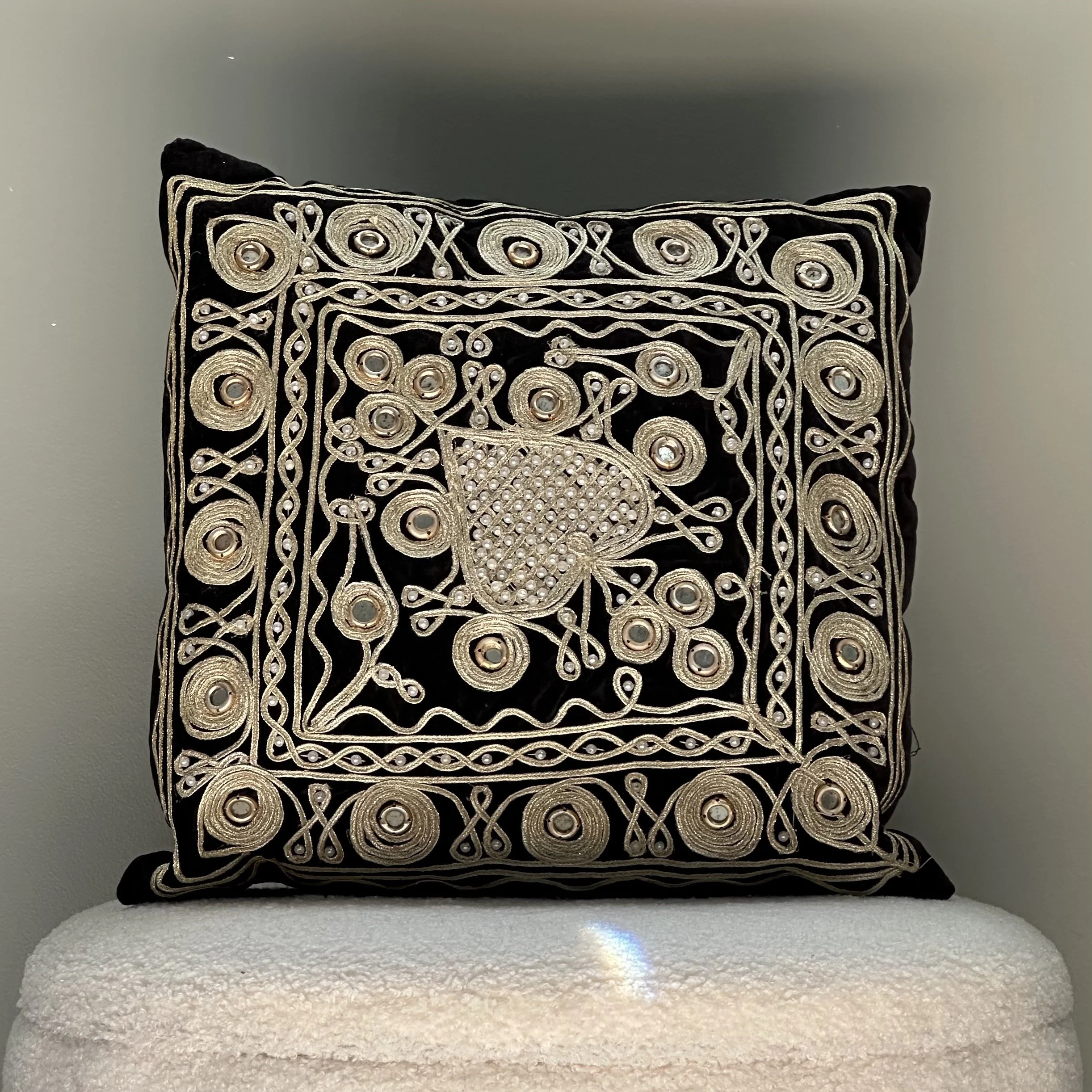 Vintage Hand Embroidered Persian Pillow