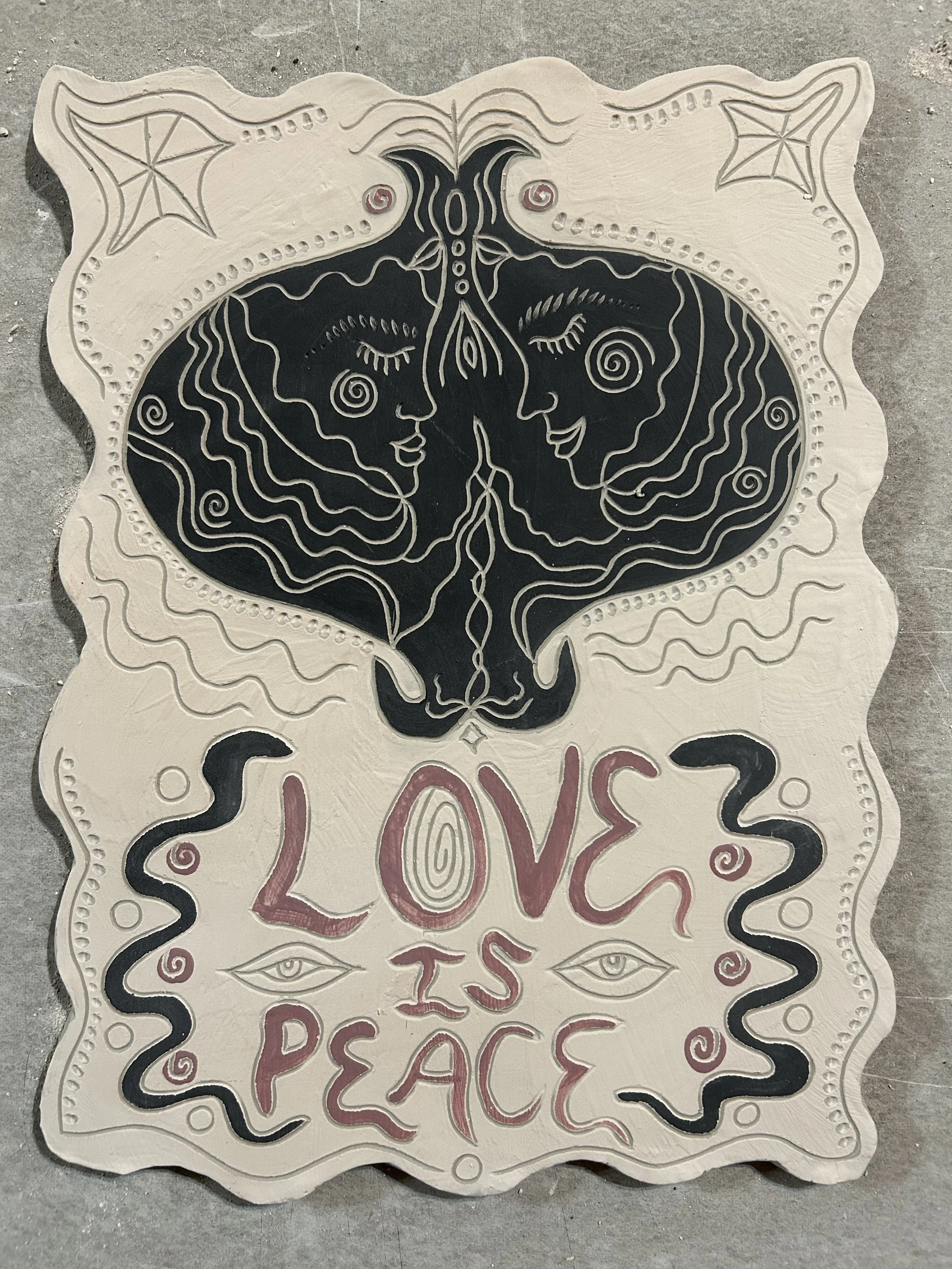 love is peace clay wall hanging ∙ 2024