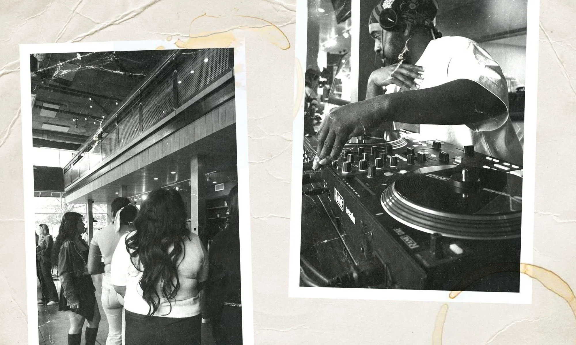 Collage of Dammit Wesley dj'ing at Indigo Coffee Shop in Uptown Charlotte