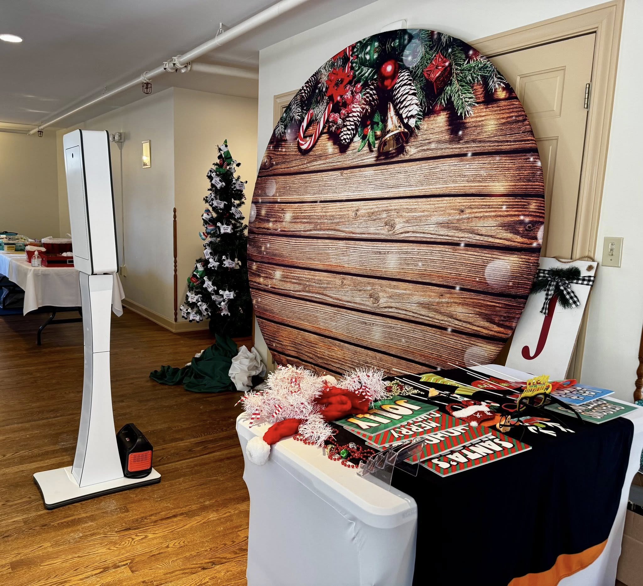 New for 2026 - Round backdrops available! Christmas corporate party.