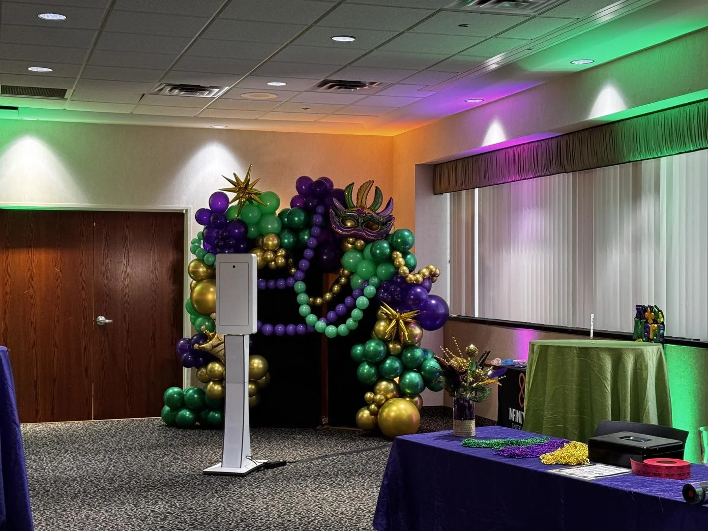Mardi Gras themed party uses our photobooth at the MAC