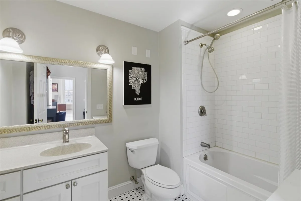 Master bath in downtown Bennington, VT condominium for sale.