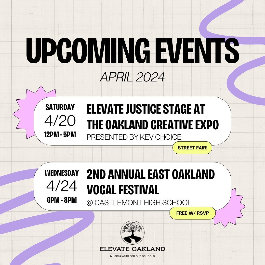 FRIENDS, FAMILY &amp; COMMUNITY! We&rsquo;ve got quite the lineup for you this month! Mark your calendars for TWO incredible events happening just a few days apart: 

🌟 The &ldquo;Elevate Justice&rdquo; Stage at @civicdesignstudio510 Oakland Creativ