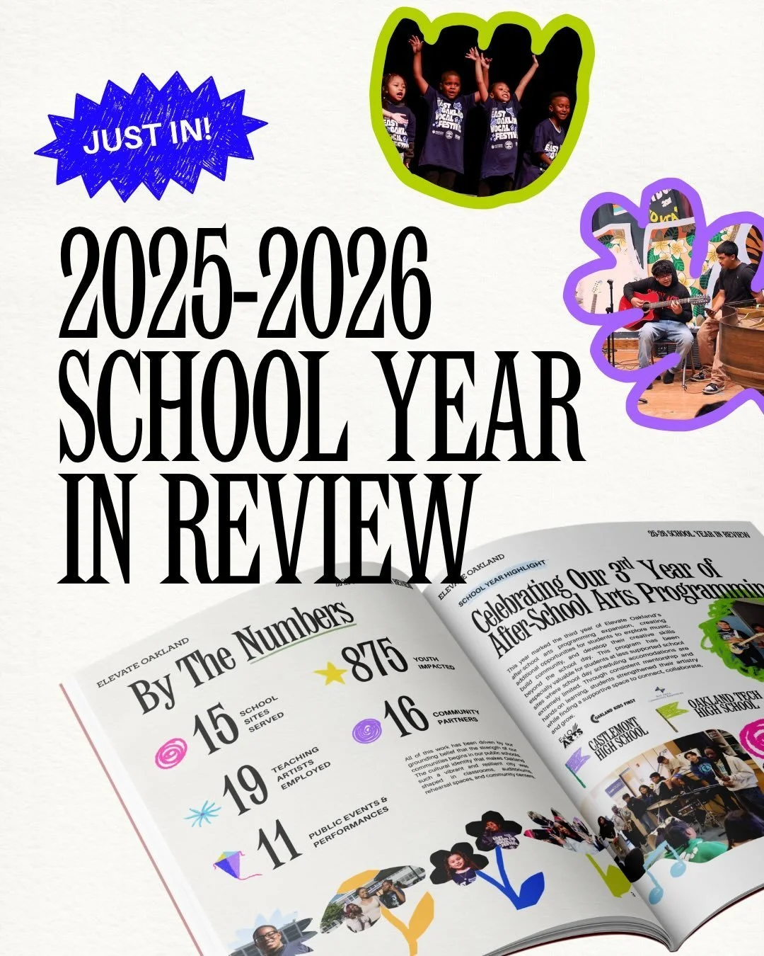 Hot off the press! 🗞️✨ Our 2025-2026 School Year In Review is live! Tap the link in our bio to read the full report featuring student success stories, program highlights, and a look at what&rsquo;s ahead for Elevate Oakland. Link in bio 🔗