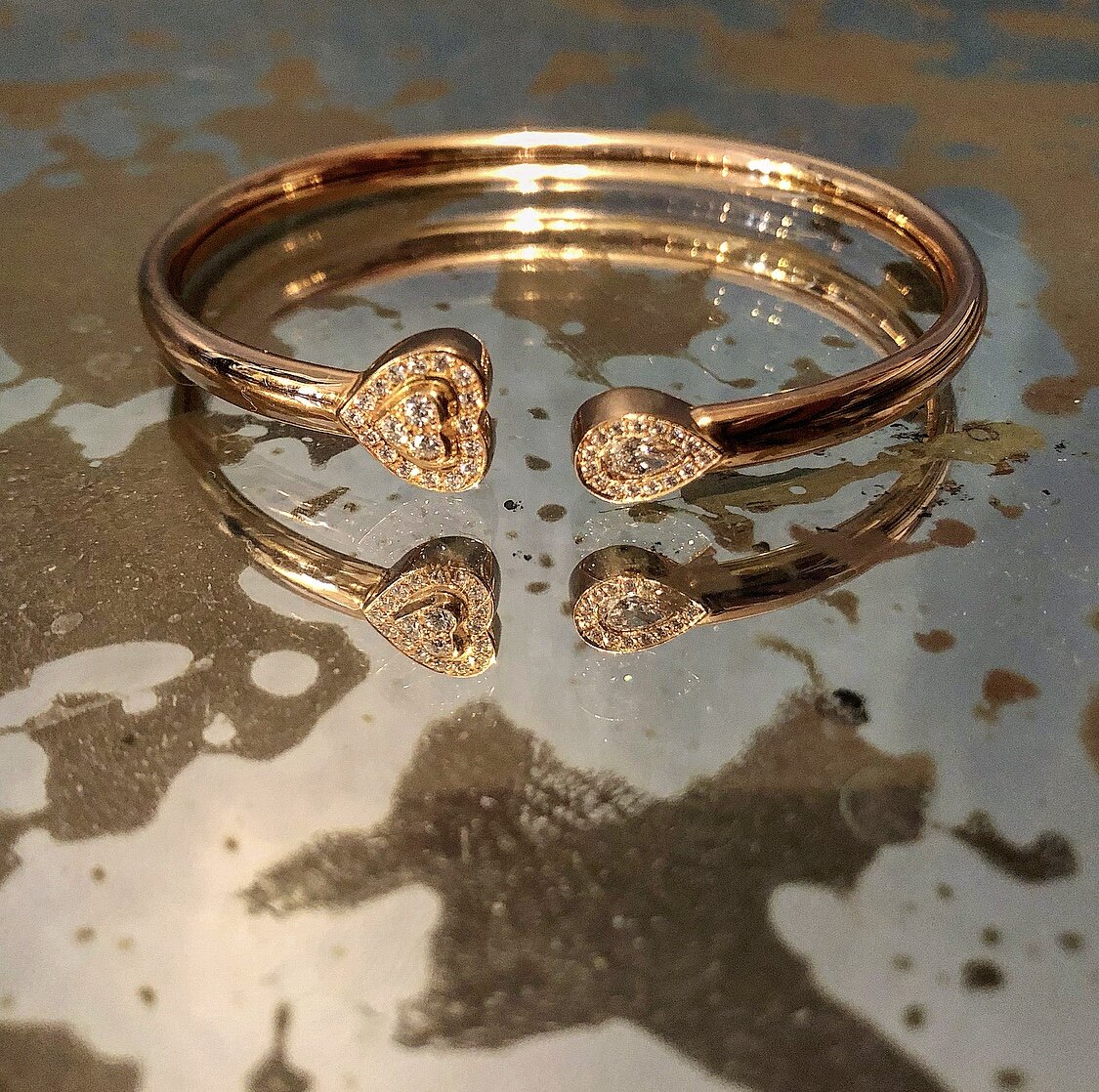 Matthia's & Claire 18K Rose Gold & Diamond Heart Cuff Bracelet, $5,095