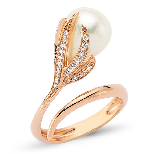 OWN Your Story 14K Rose Gold &amp; Pearl Flower Ring with Diamonds, $1,650