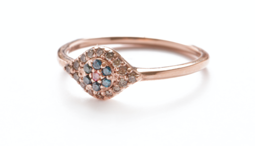 Anné Gangel Designs 14K Rose Gold &amp; Diamond Evil Eye Pinky Ring, $544