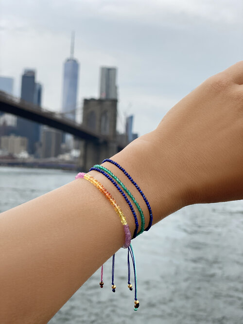 Atelier All Day Multi-Colored Pink Ombre Pink Sapphire Bracelet, $33To shop our deep blue sapphire bracelets, click here, and to shop our teal sapphire bracelets, click here