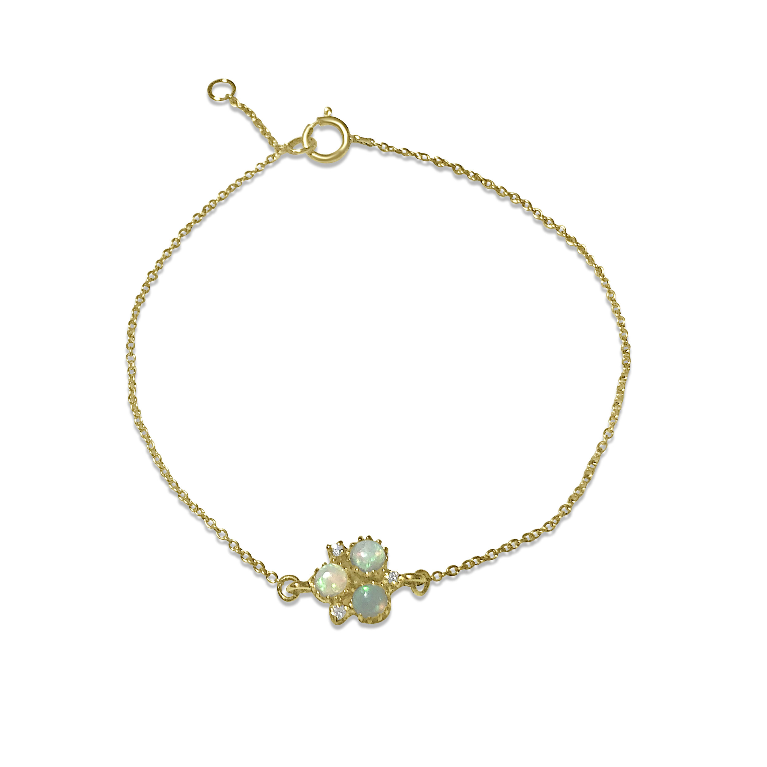 Atelier All Day 14K Opal Jewelry : Opal and Diamond Trio Chain Bracelet $575