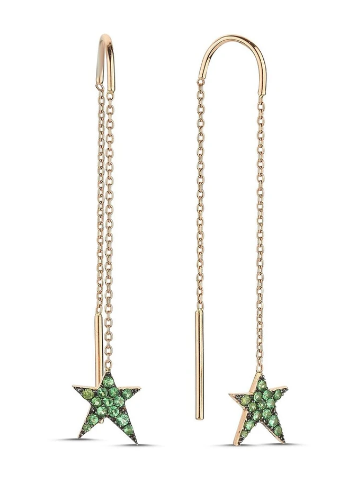 OWN Your Story Emerald and 14K Real Gold Threader Earrings $550
