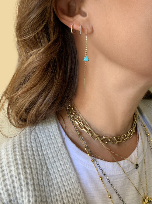 Anné Gangel Designs Turquoise and 14K Real Gold Threader Earrings $488
