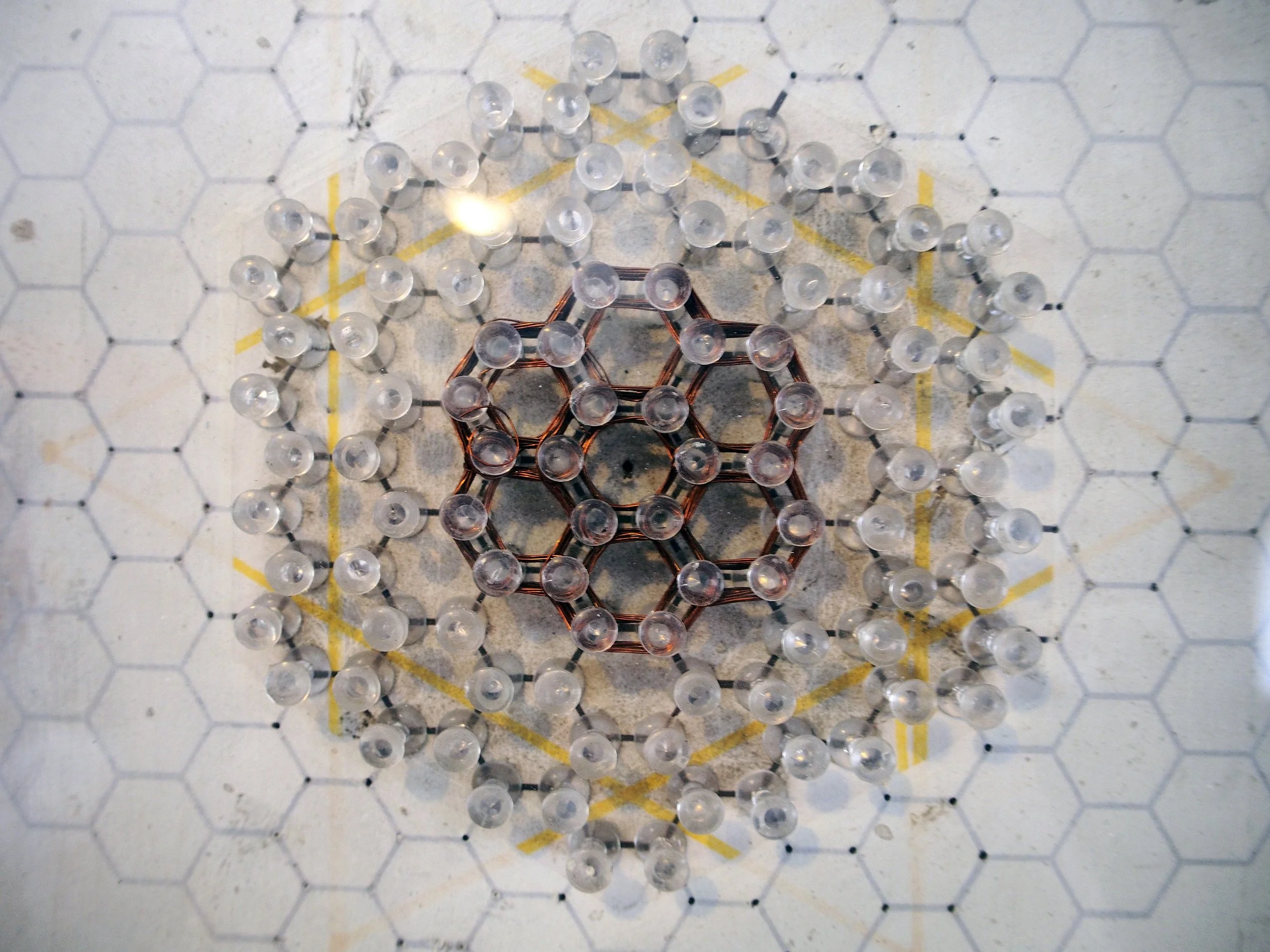 "Hive"  (Detail)  |  12" x 17"  |  Wood, Tacks, Wire, Nails, Digital Print Collage, Acrylic Paint  |  2012  (SOLD)