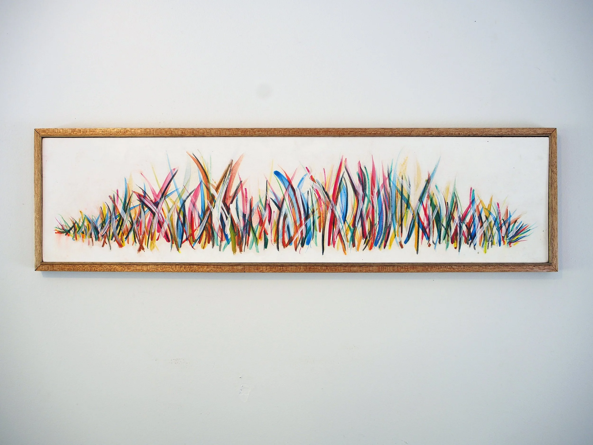 "Blades"  |  10" x 34"  |  Watercolor, Acrylic, Charcoal, Chalk, Colored Pencil  |  2023  (SOLD)
