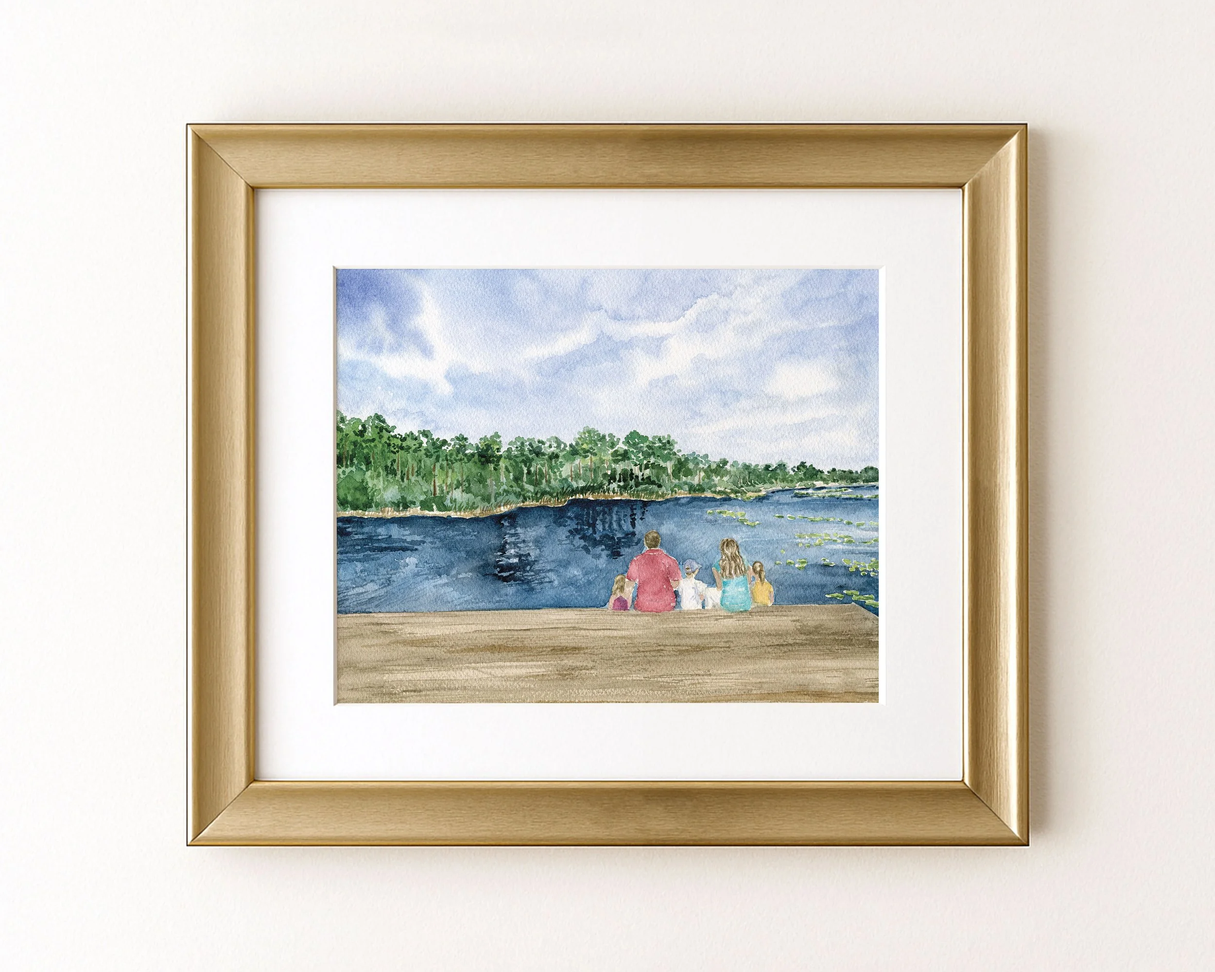 Original "Allen Lake" watercolor painting, 7.5 x 9.25"