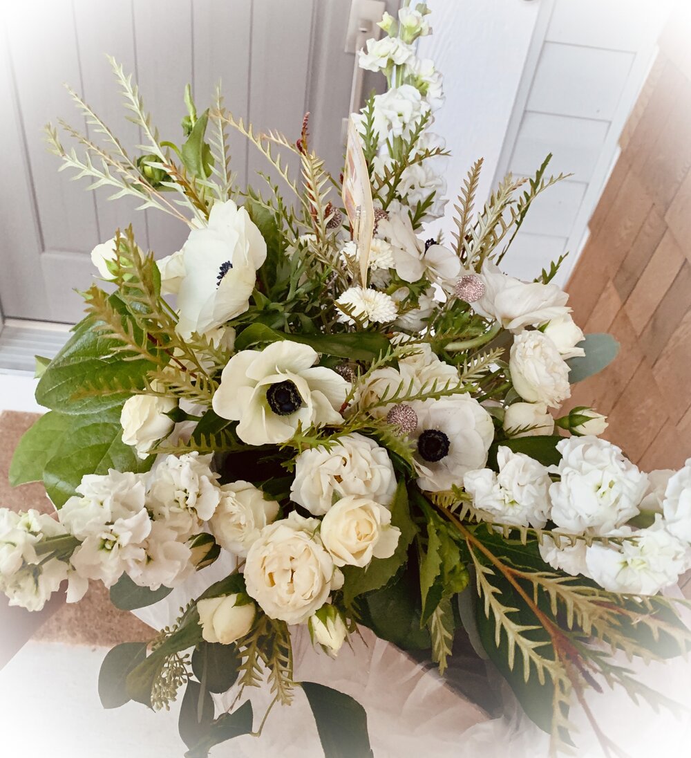 Textured White and Gold Garden Style Flowers