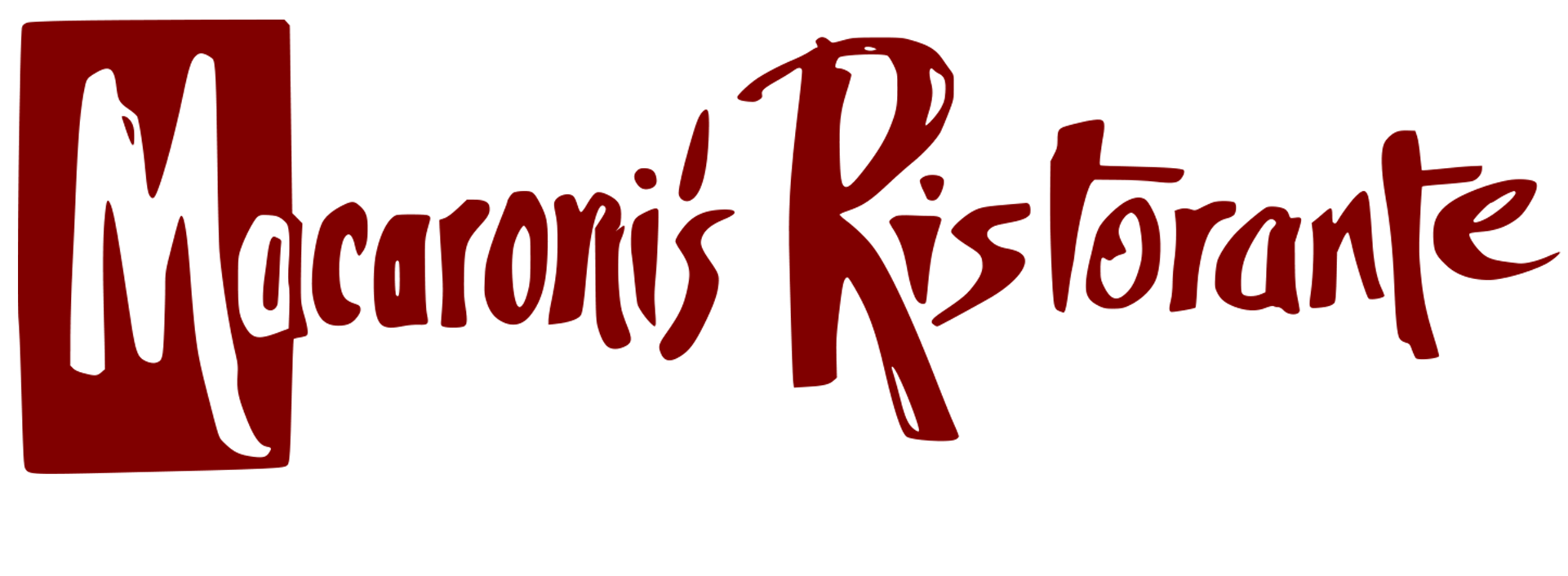 Logo for Macaroni's Kosherate in red and black text with stylized font.