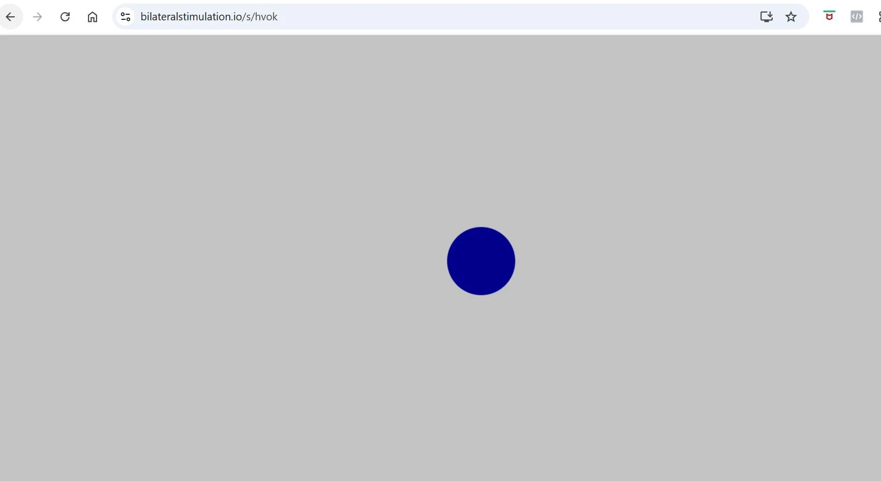 Visual example of bilateral stimulation tool showing moving blue circle on grey background