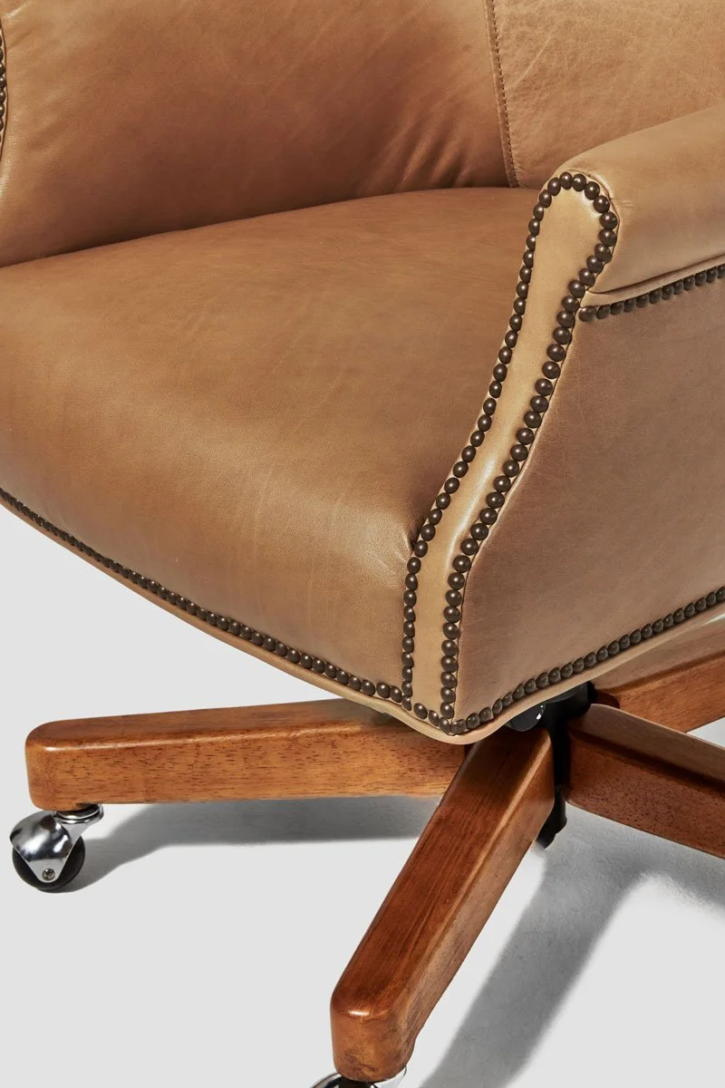 Warm brown leather office chair