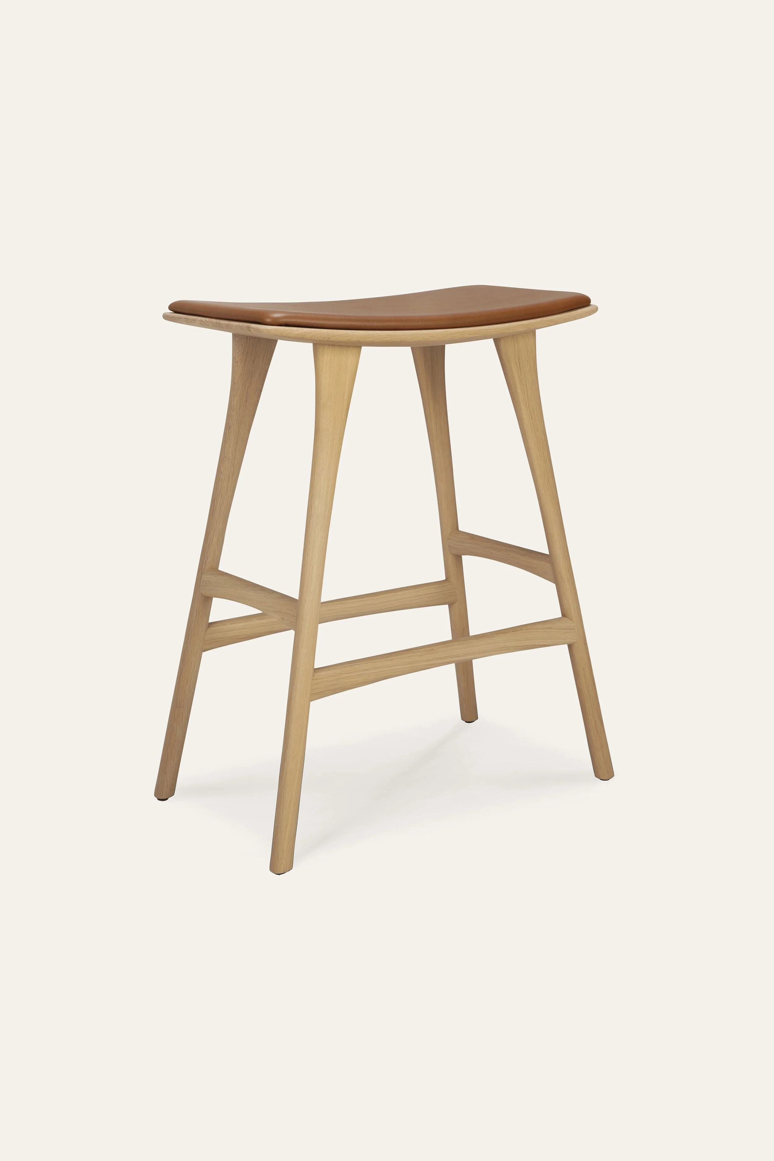 Oak Osso Counter Stool with Leather Seat