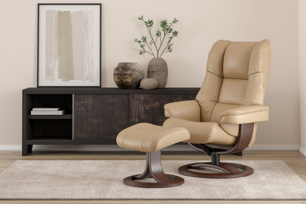 IMG Nordic 93 Recliner Topgrain Leather Chair and Footstool Shop Now