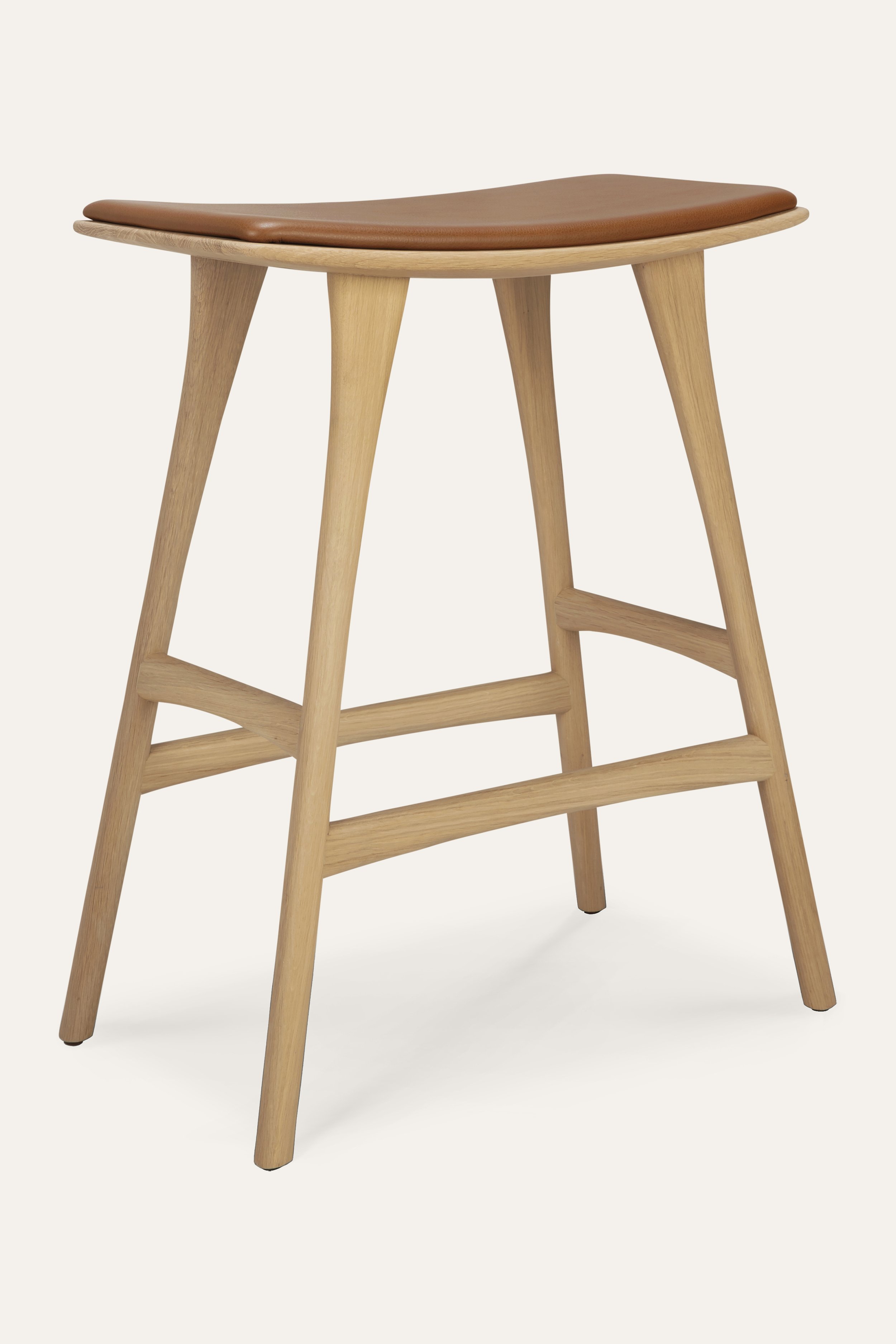 Oak Osso Counter Stool with Leather Seat