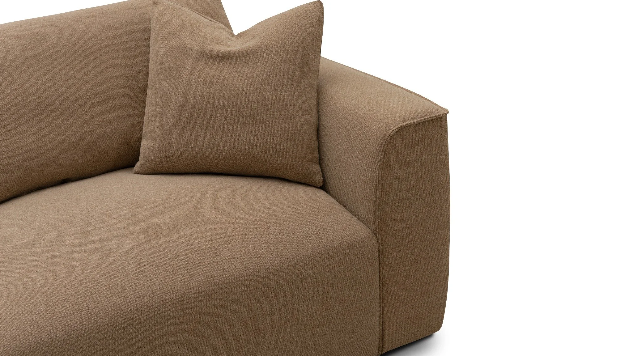 04-oscar-tight-seat-sofa-detail.jpg: Oscar Tight Seat Sofa Sandbar linen cotton fabric detail