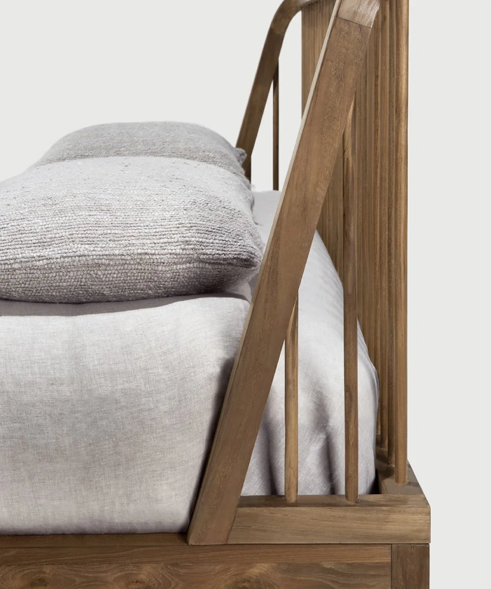 Medium dark wood headboard 