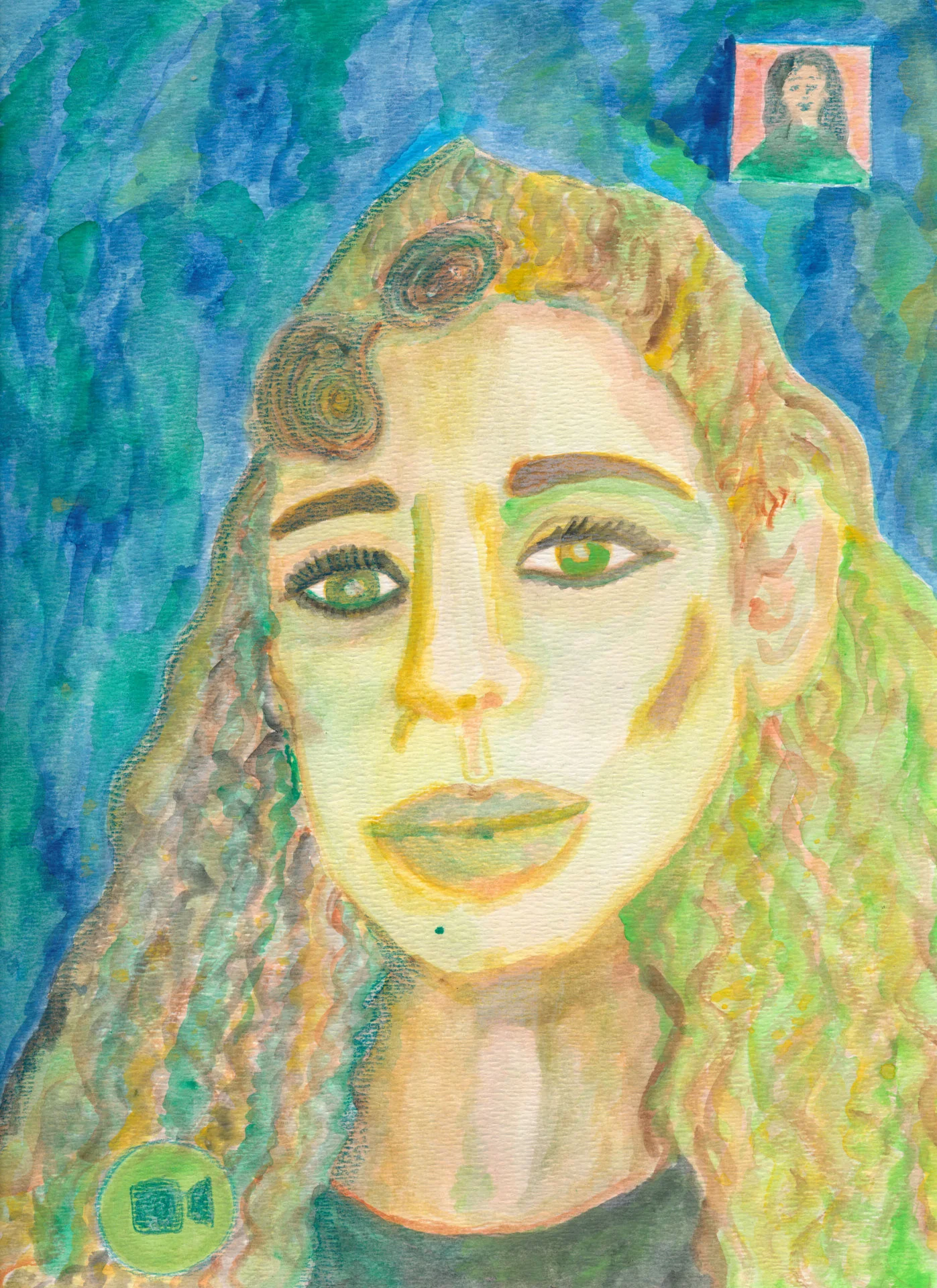 Christine Sloan Stoddard.  April 22, 2020.  Brooklyn, New York, USA.Watercolor, pencil, chalk.This time of quarantine has been marked by such limited face-to-face human interaction that I recently realized that when I finally see my loved ones in pe…