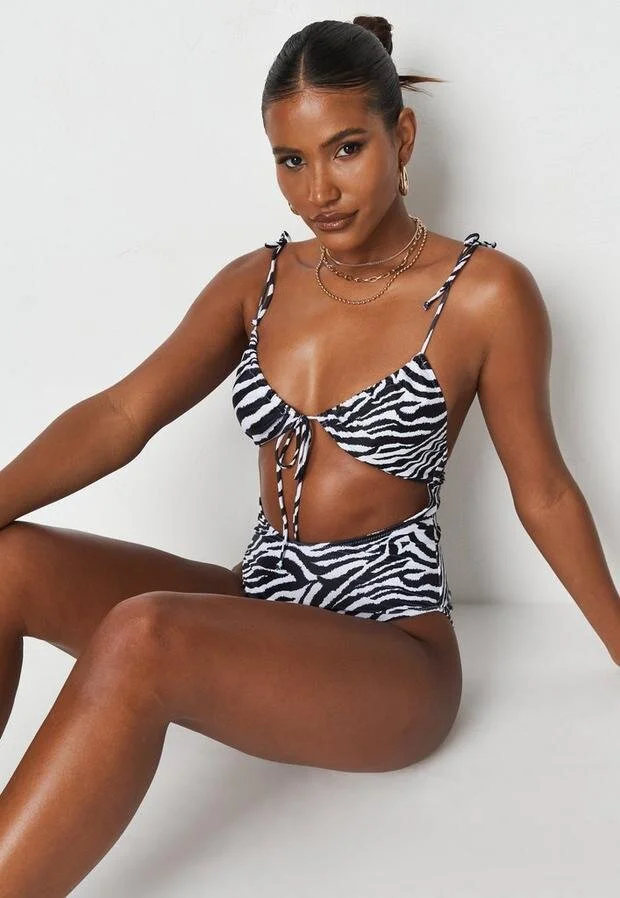 Missguided Petite Zebra Print Swimsuit £26