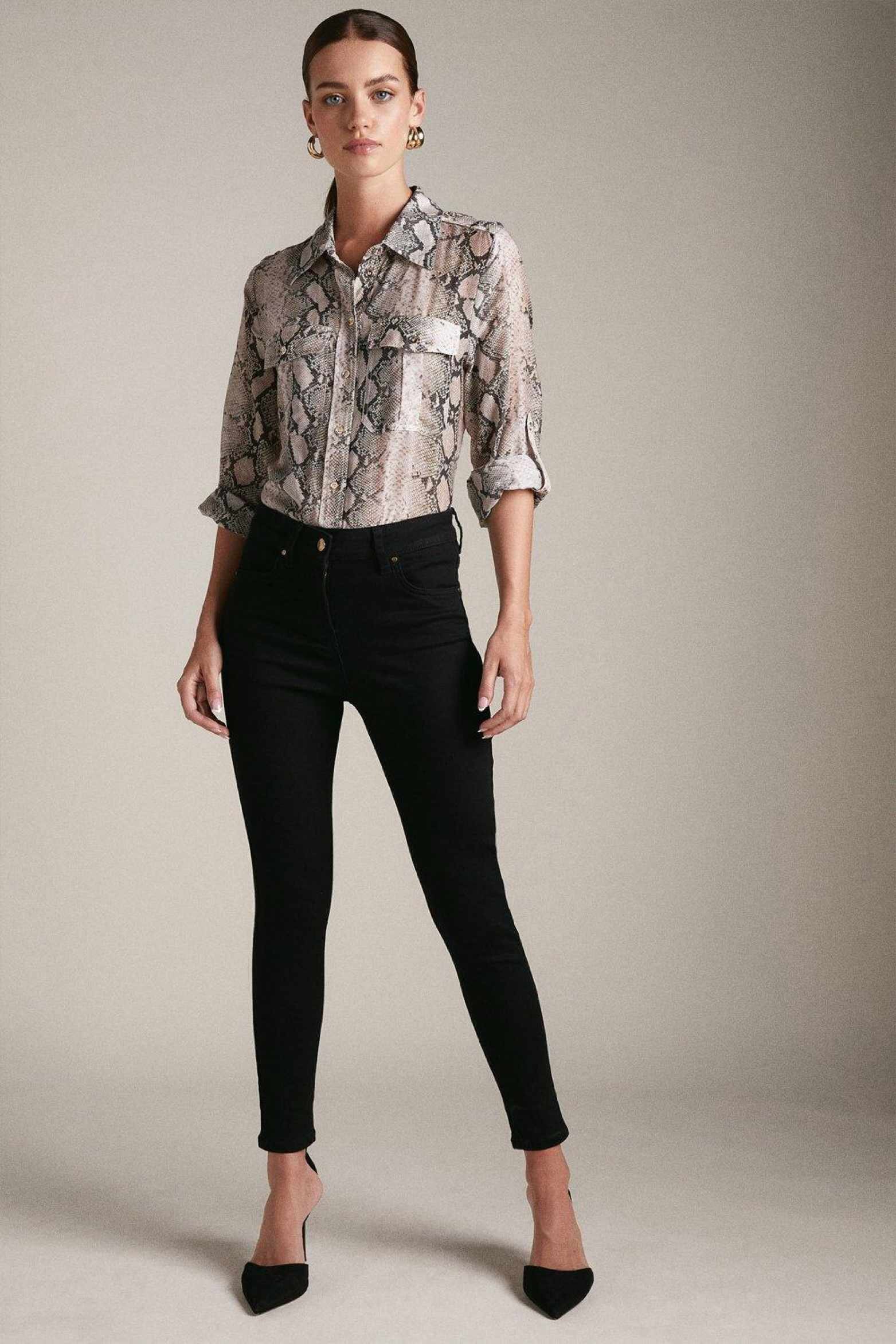 Karen Millen Petite Luxe Cut High Rise Skinny Jeans £39.20