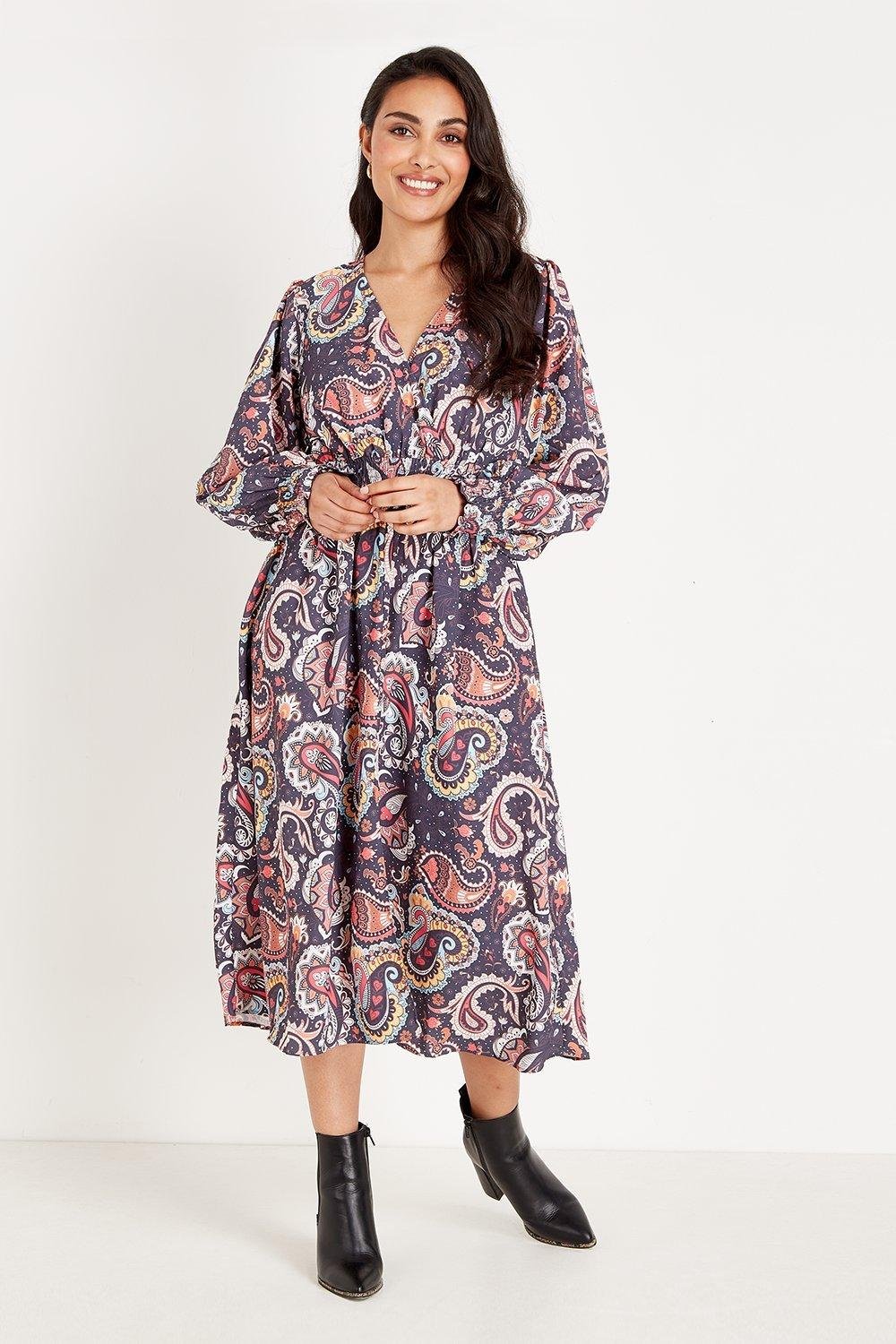 Wallis Petite Paisley Shirred Waist Midi Dress £39.20