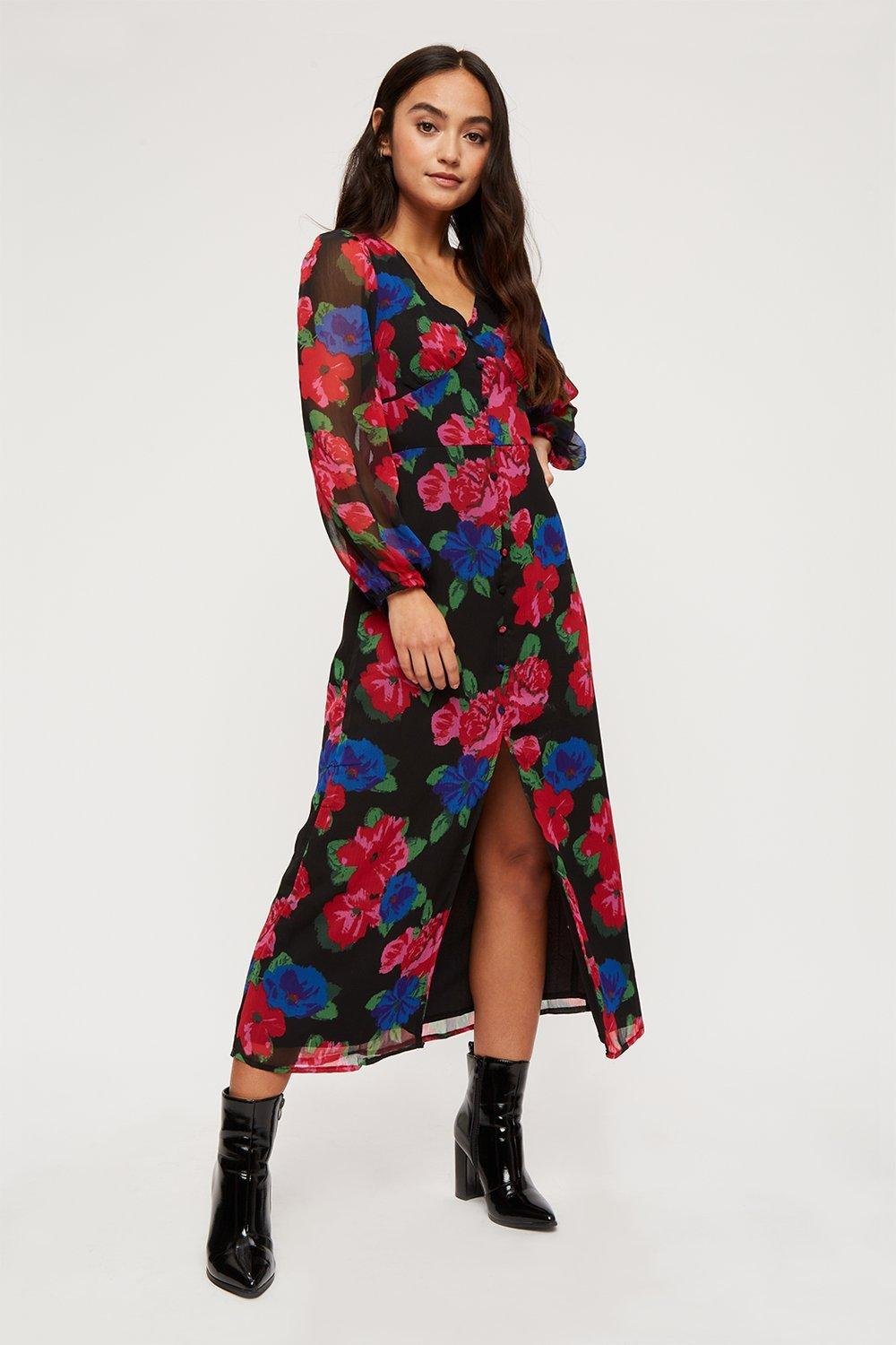 Dorothy Perkins Petite Oversize Romantic Floral Empire Midi Dress £30.40