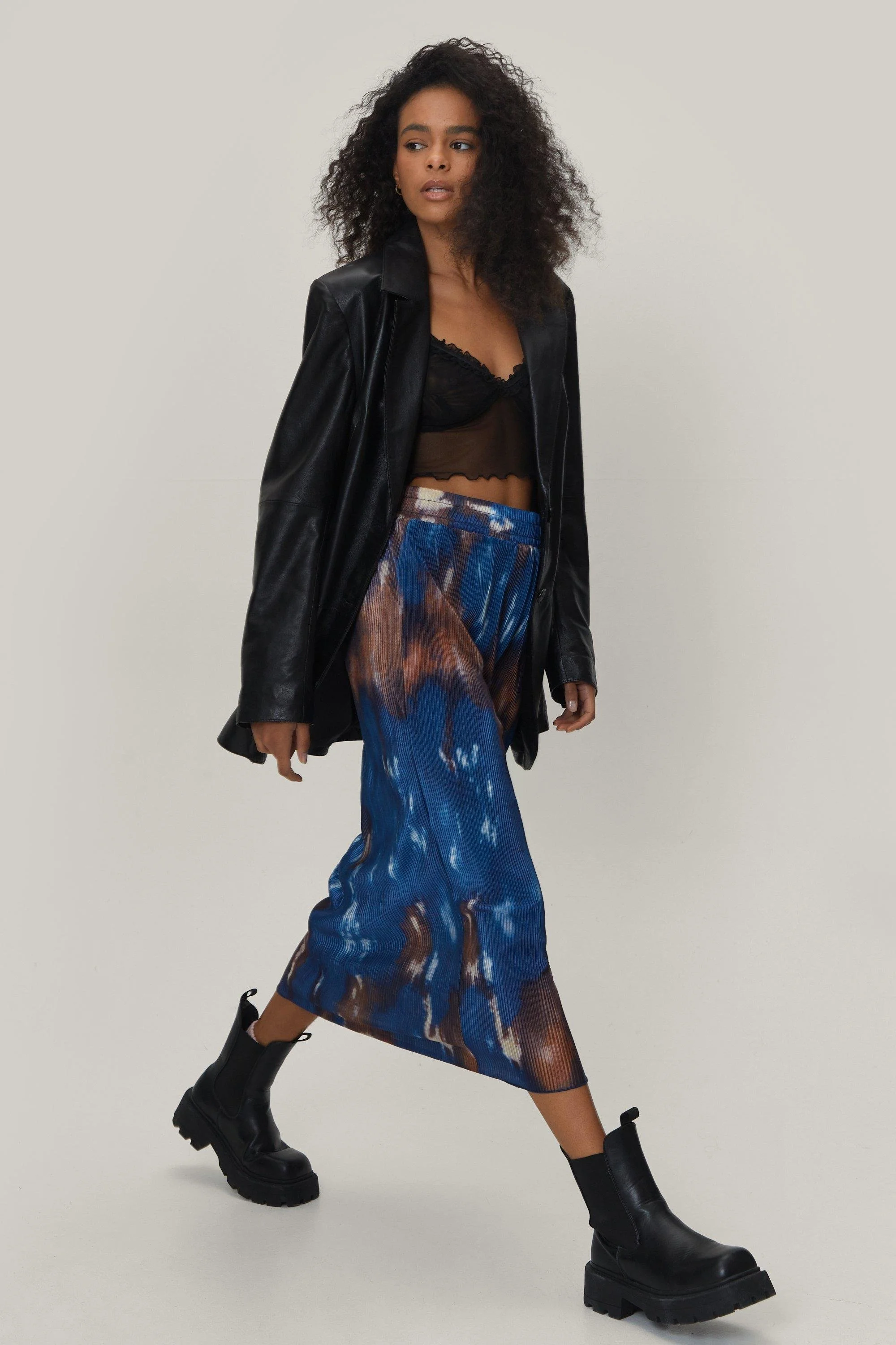 Nasty Gal Petite Plisse Blurred Print Maxi Skirt £31.50