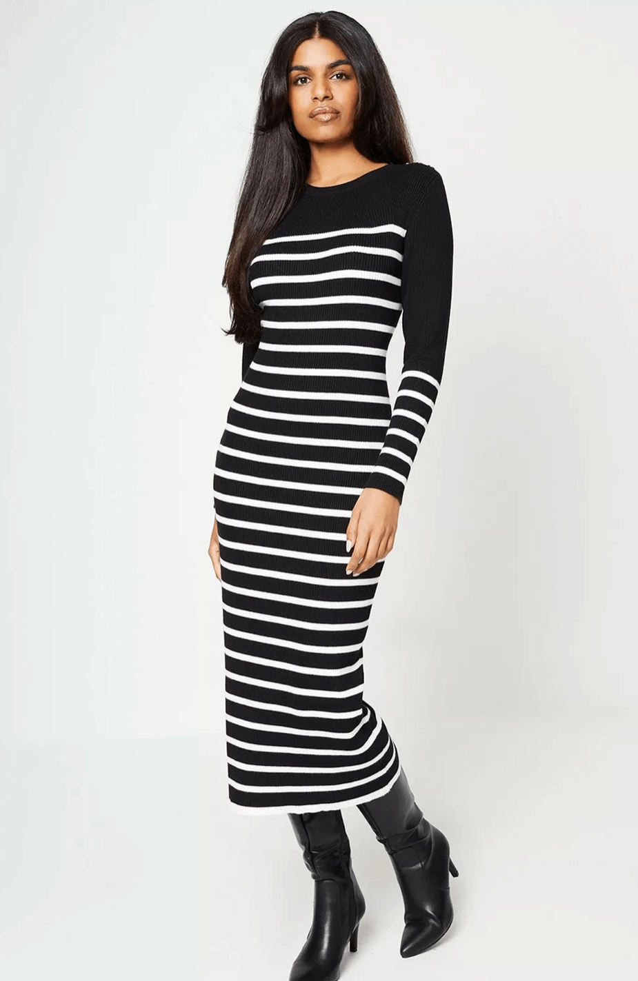 Oasis Petite Striped Mono Knitted Dress £53.10