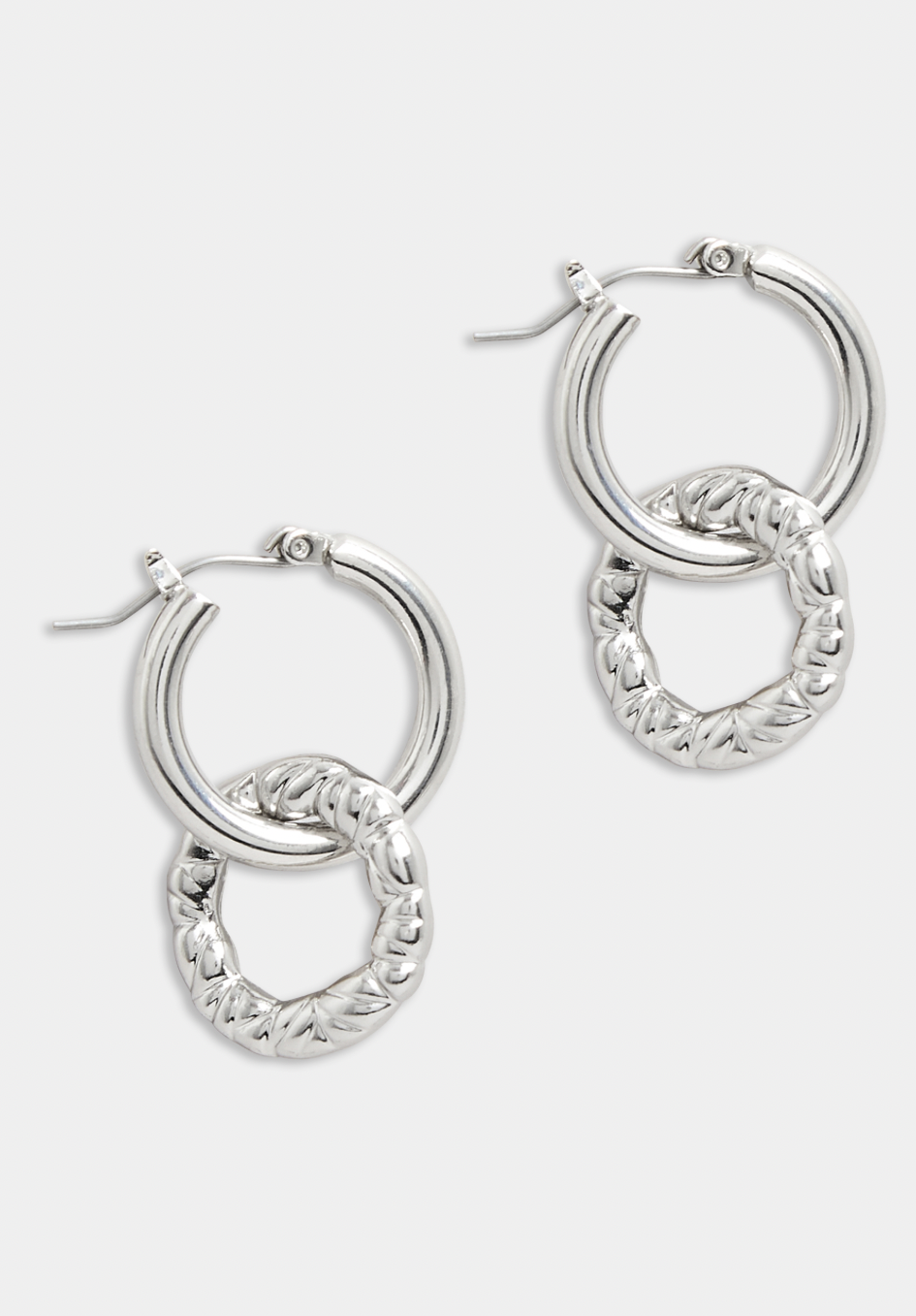 Yours Silver Diamante Double Hoop Earrings £6
