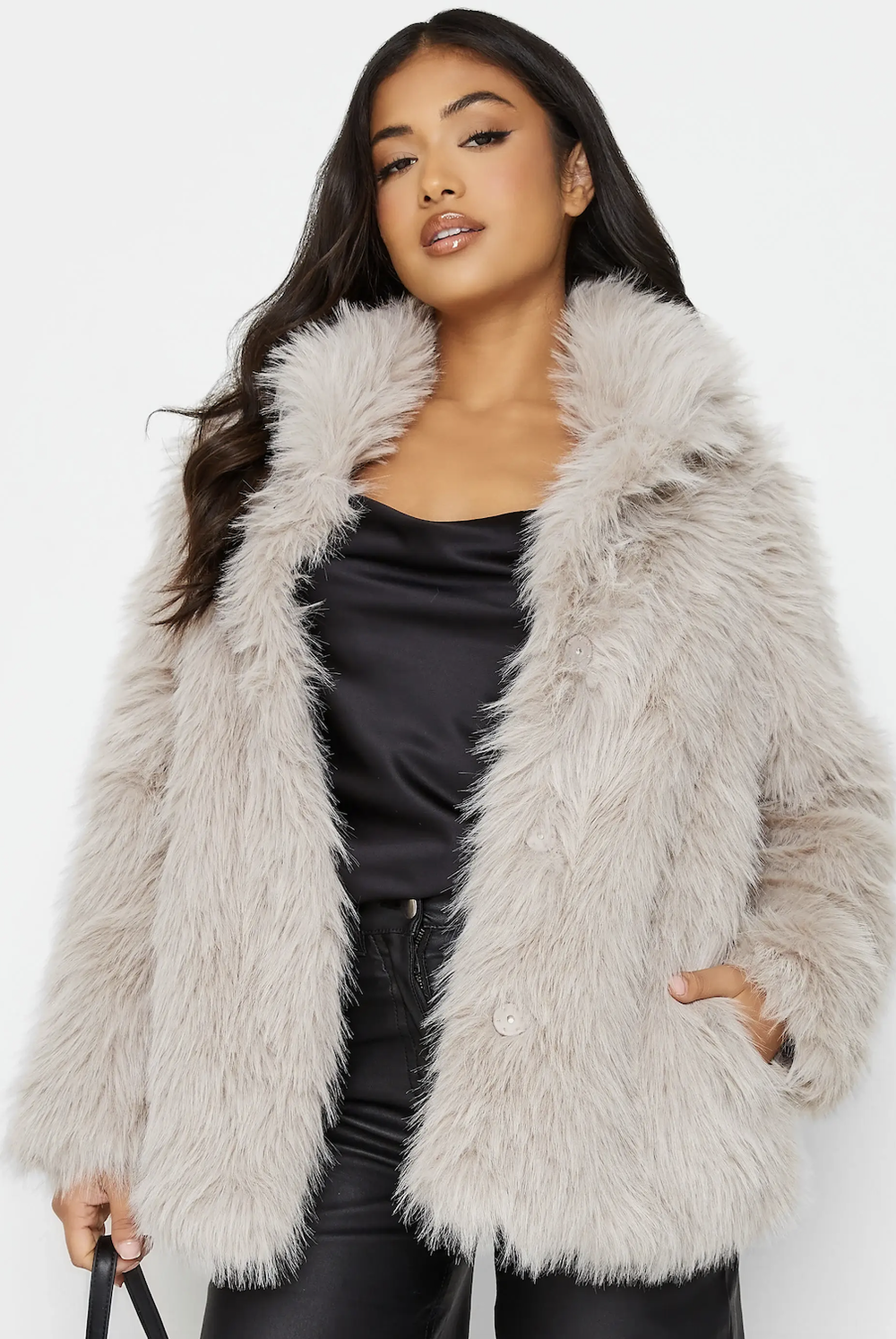 PixieGirl Light Grey Faux Fur Coat £79.99
