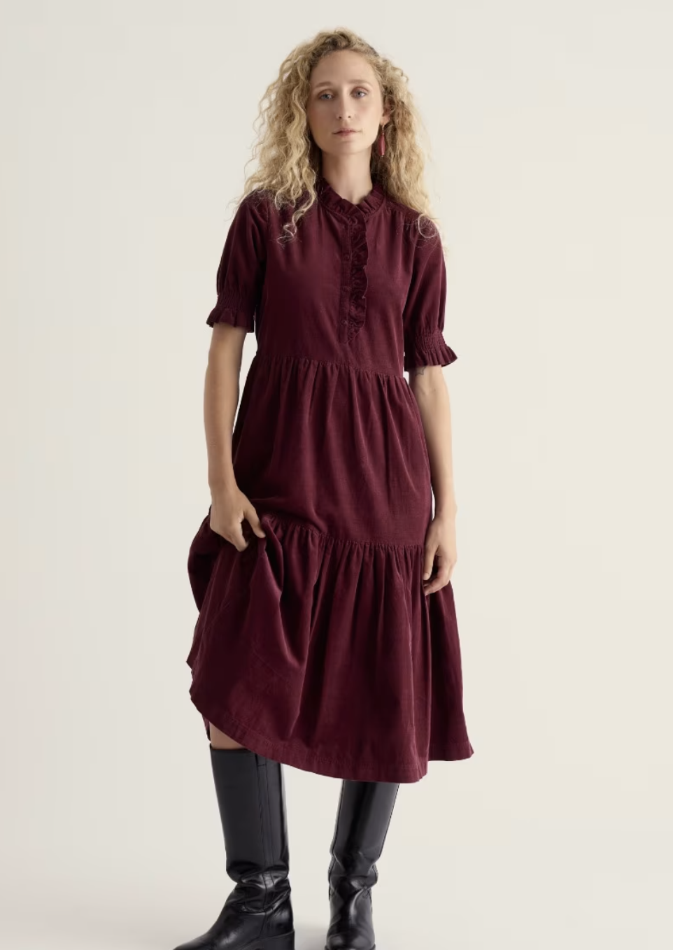 Seasalt Cornwall Feather Star Tiered Cord Dress