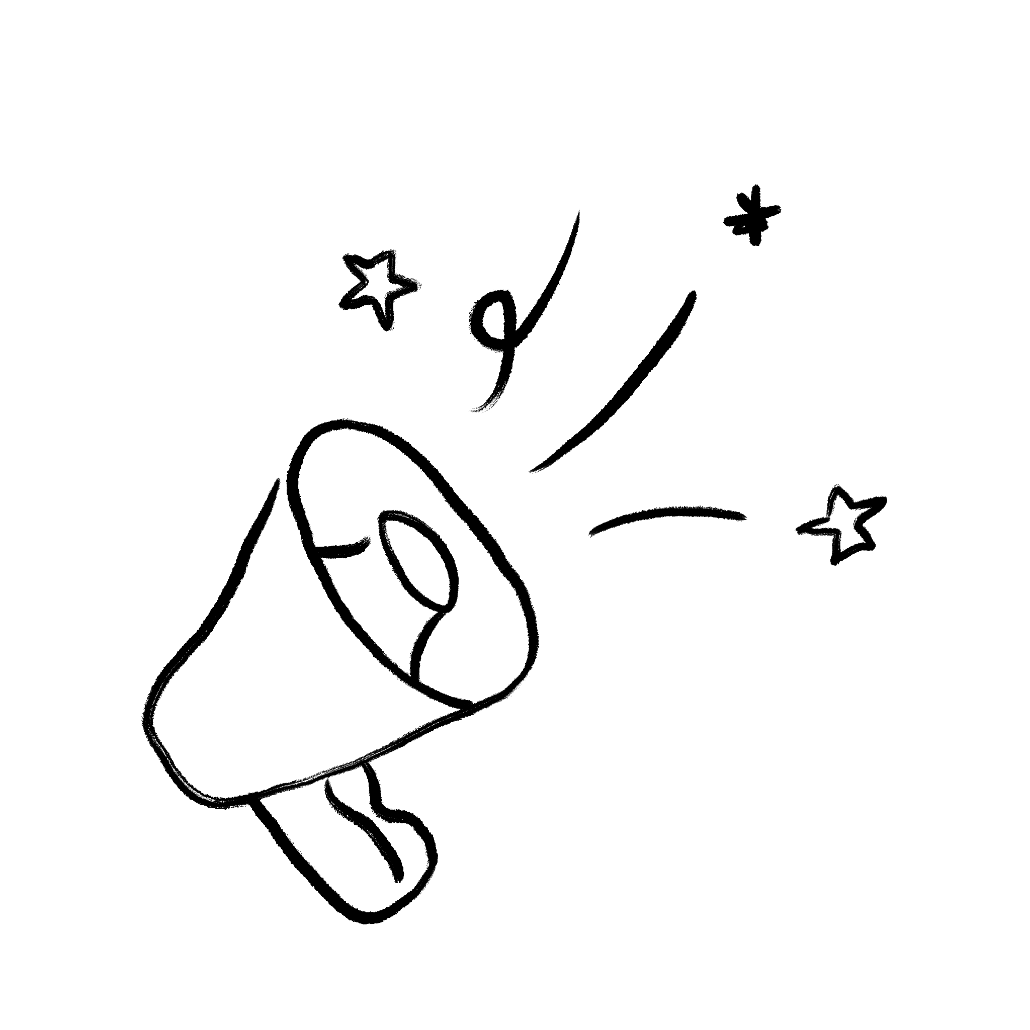 Line drawing of a mega phone