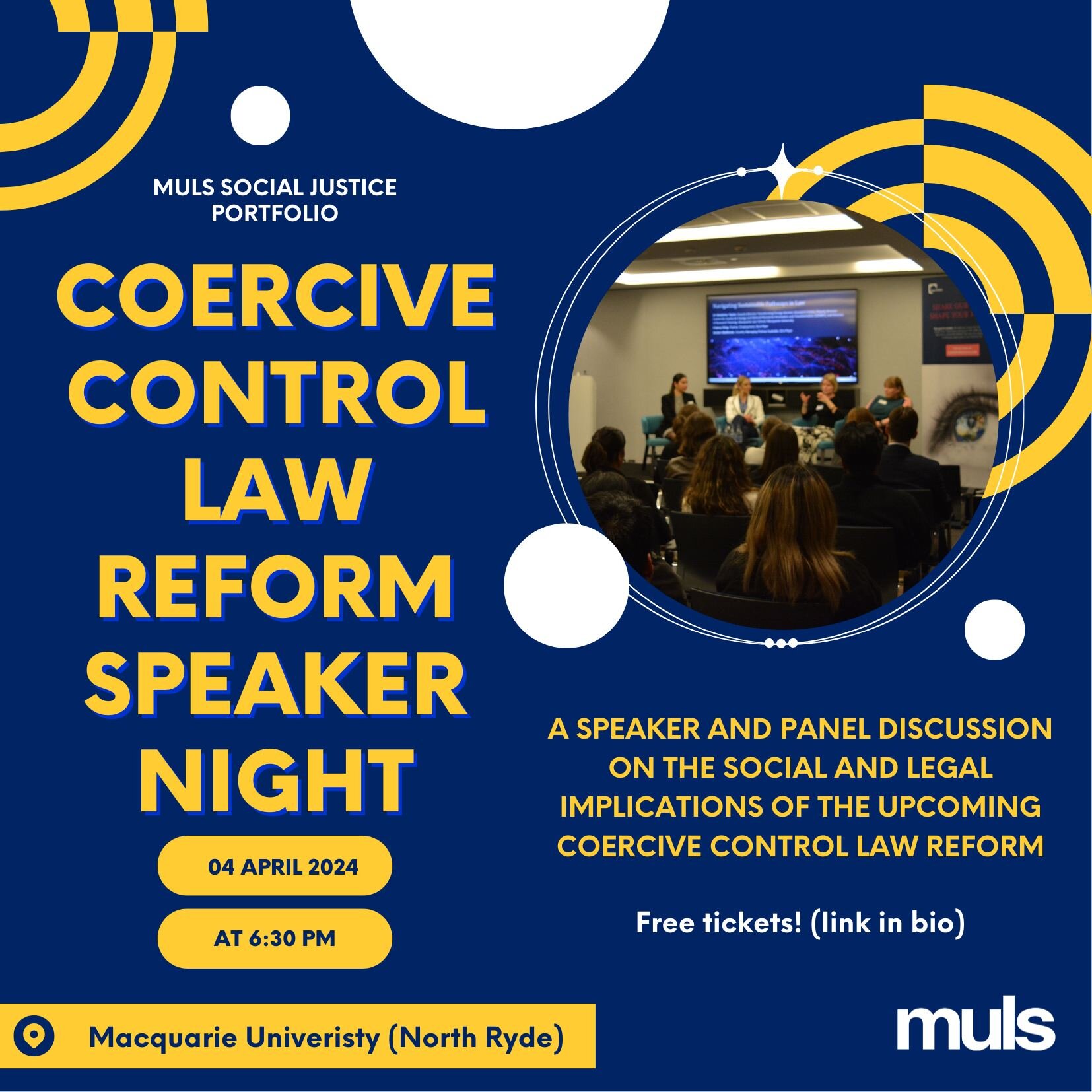 The MULS Social Justice portfolio is excited to be hosting a law reform panel. In July 2024, the Crimes Legislation Amendment (Coercive Control) Bill 2022 will come into effect making coercive control a criminal offence and having a significant influ