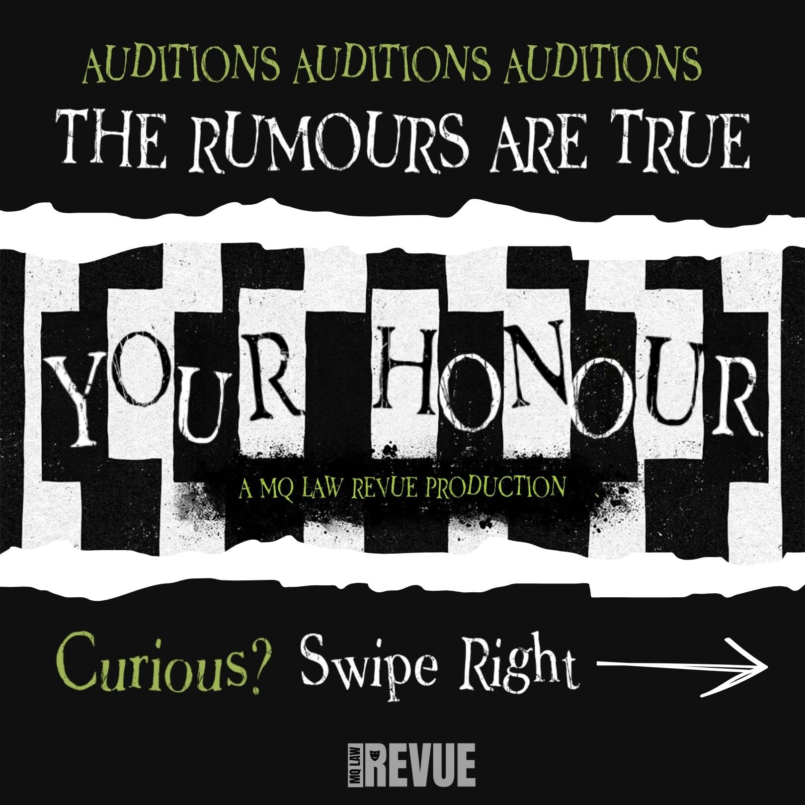 Law school making you want to scream and sing and shout? 

Dont worry...Your Honour is back and looking for new recruits! Answer the call to audition for this year's MQ Law Revue. 

Check out @mqlawrevue to find out more information...see you there. 