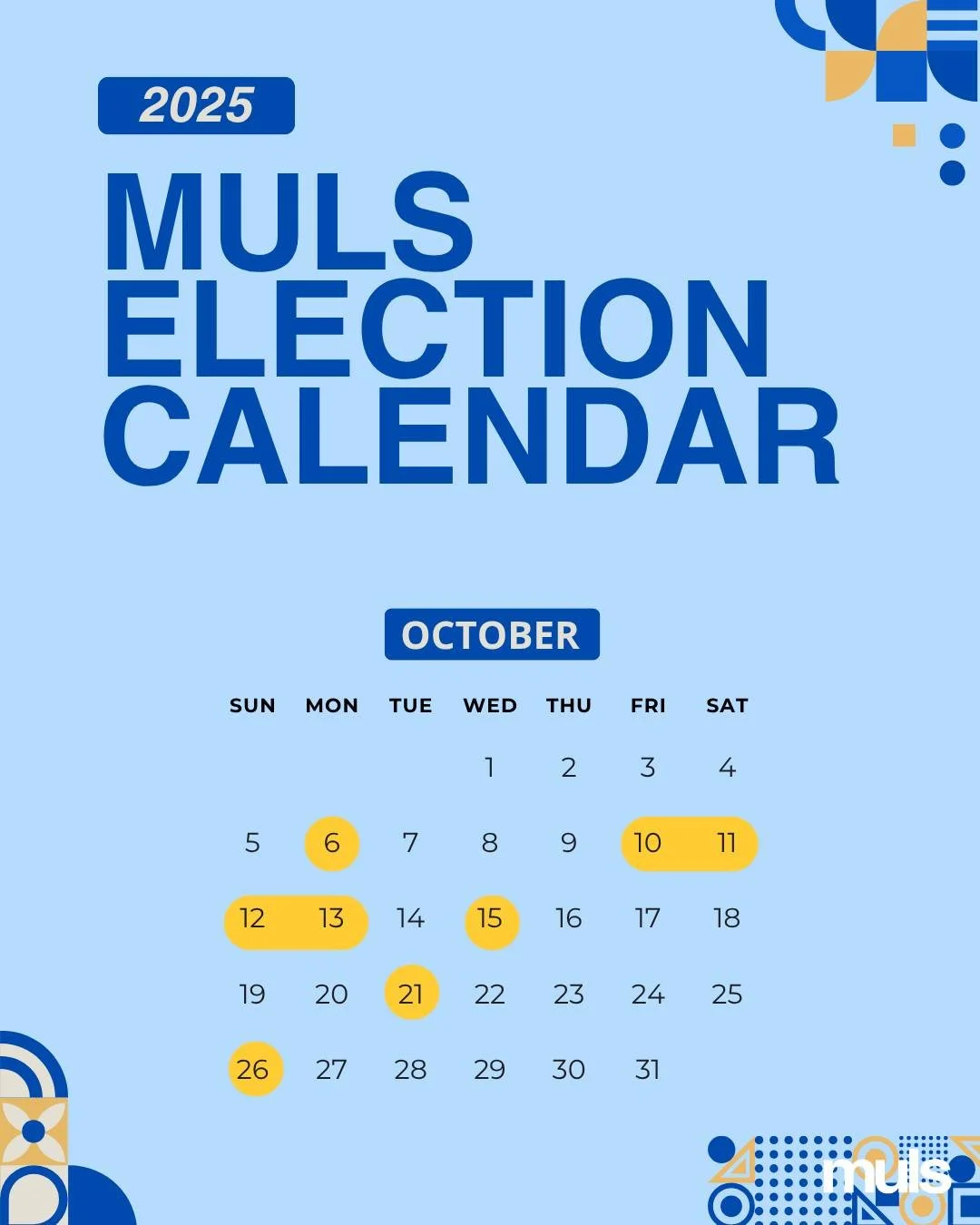 The MULS Election period is commencing!

This is your chance to join the 2025/2026 MULS Board &amp; Executive Council

The following positions that comprise the Board include:
- President
- Secretary
- Treasurer
- Vice-President (Education)
- Vice-Pr