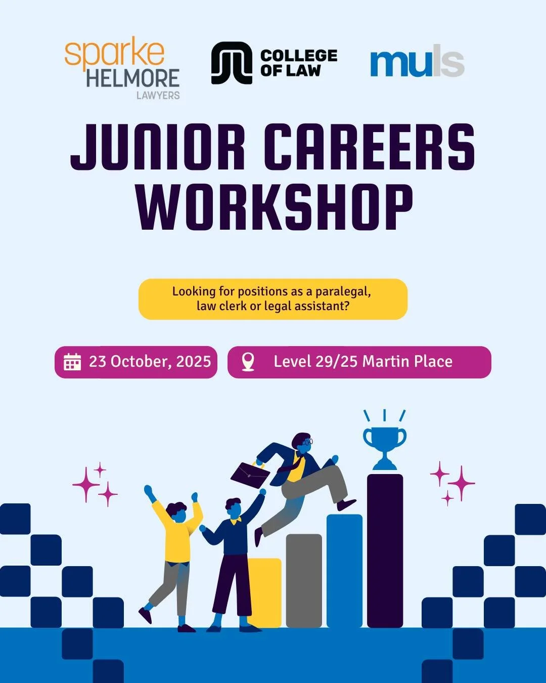 Do you want to be a Paralegal?

Have you been trying to figure out what employers are looking for when hiring Paralegals, Law Clerks and Legal Asisstants?

This year we are excited to announce the return of the Junior Careers Workshop which will be s