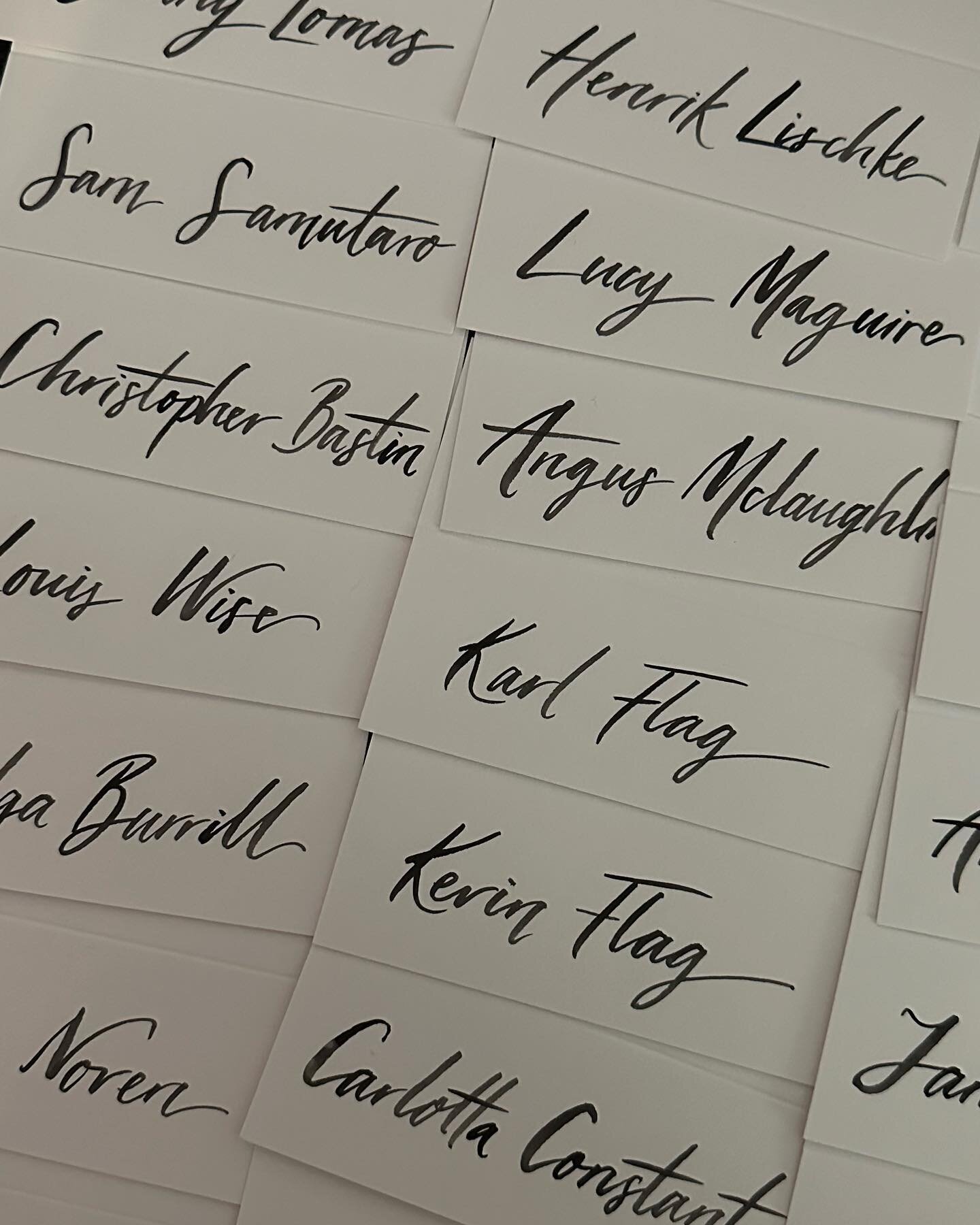 Minimal brush &amp; black ink name place cards for the @gant archive exhibition 🖋️