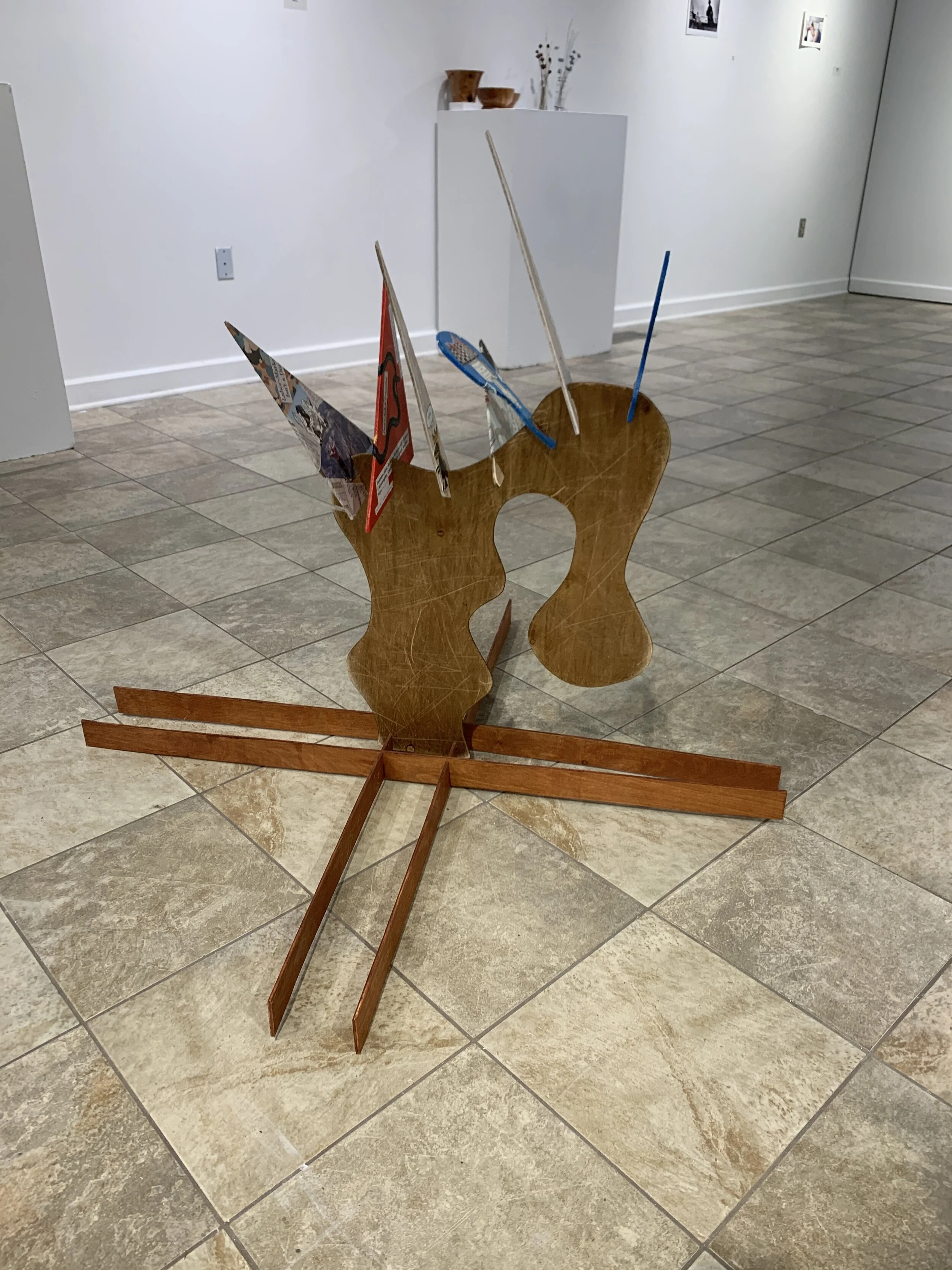 Wren Ribble ,
surviving. ,
2021,
mixed media; wood and collage