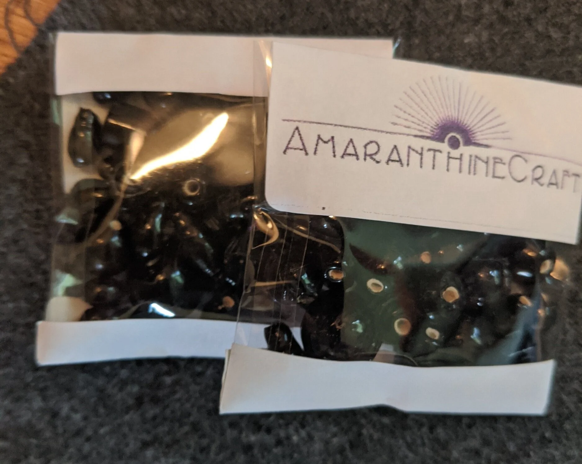 Vintage Ceramic Lined Black Opaque Glass Molded Assorted Beads