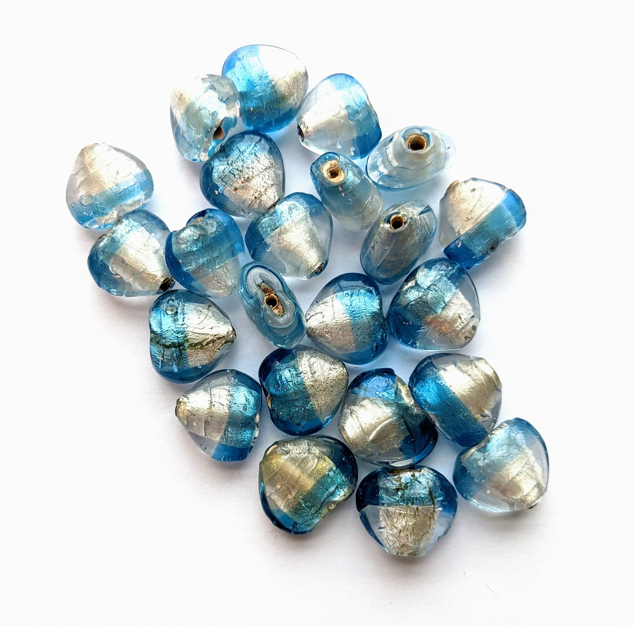 Foil Lined Blue Striped Hearts