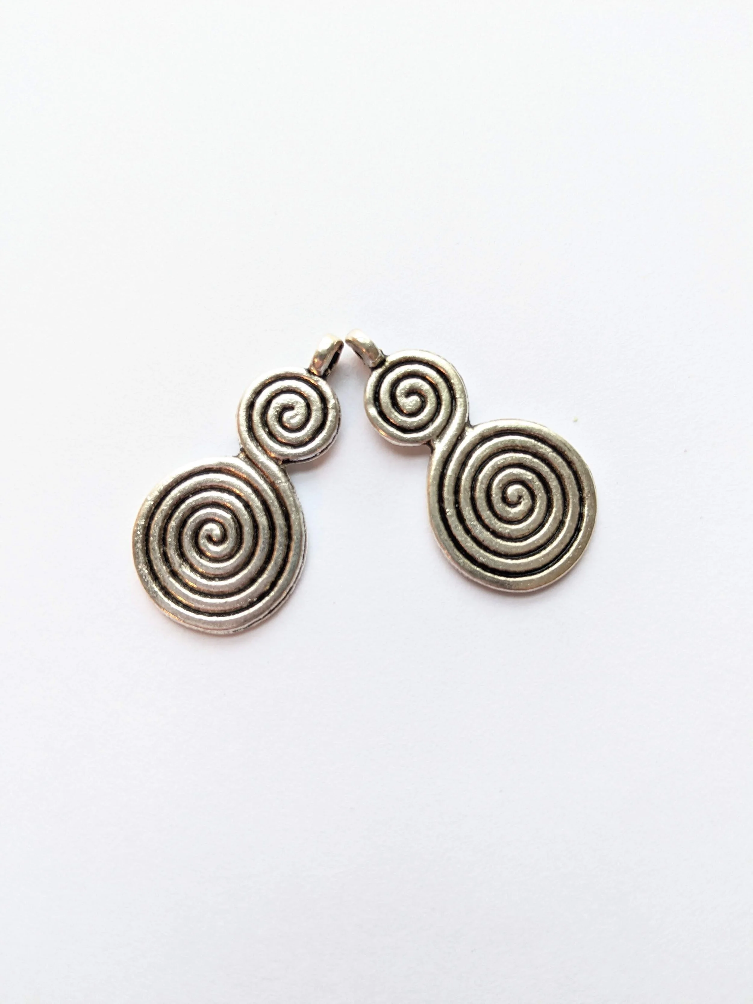 Antiqued Double Spiral Drop Pendants