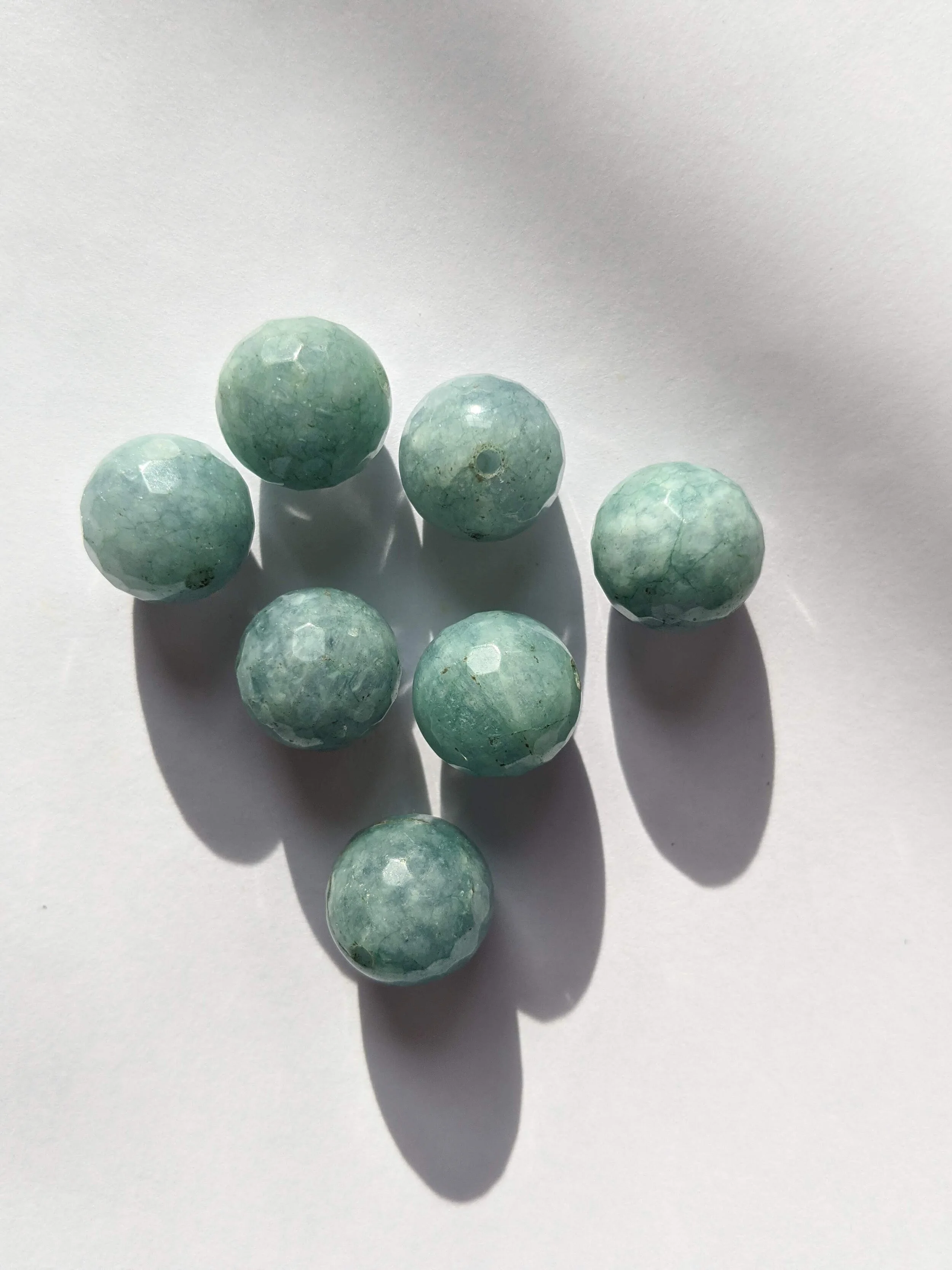 Blue Grey Micro Faceted Jade Rounds