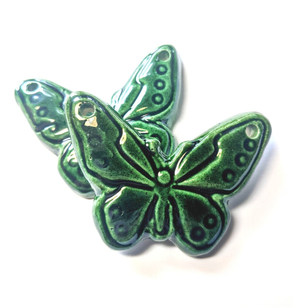 1970s Ceramic Butterfly Focal with two holes 